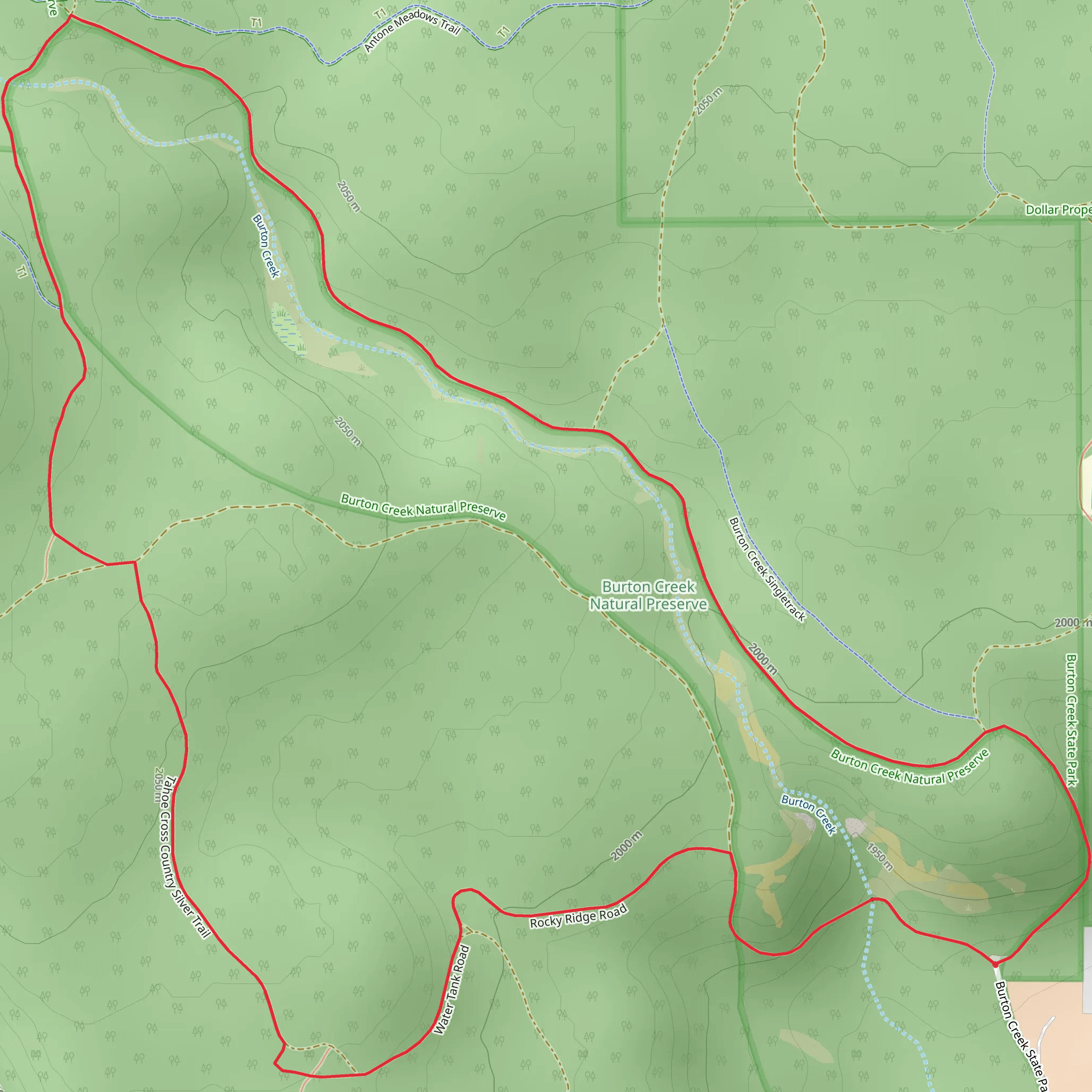Burton Creek via Tahoe Cross Country Silver Loop Trail mobile static map