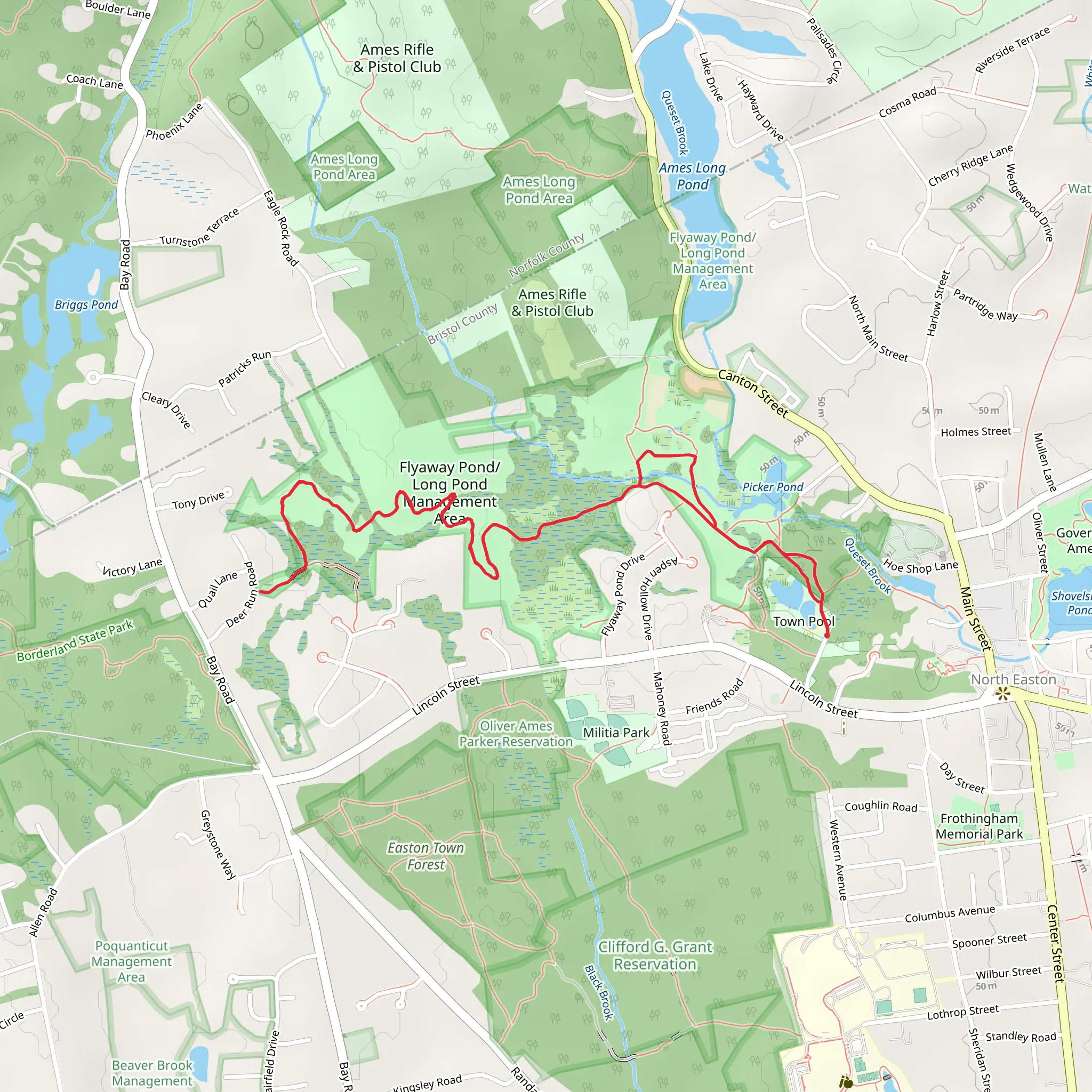 Flyaway Pond Long Pond Management Area Trail from Town Pool mobile static map