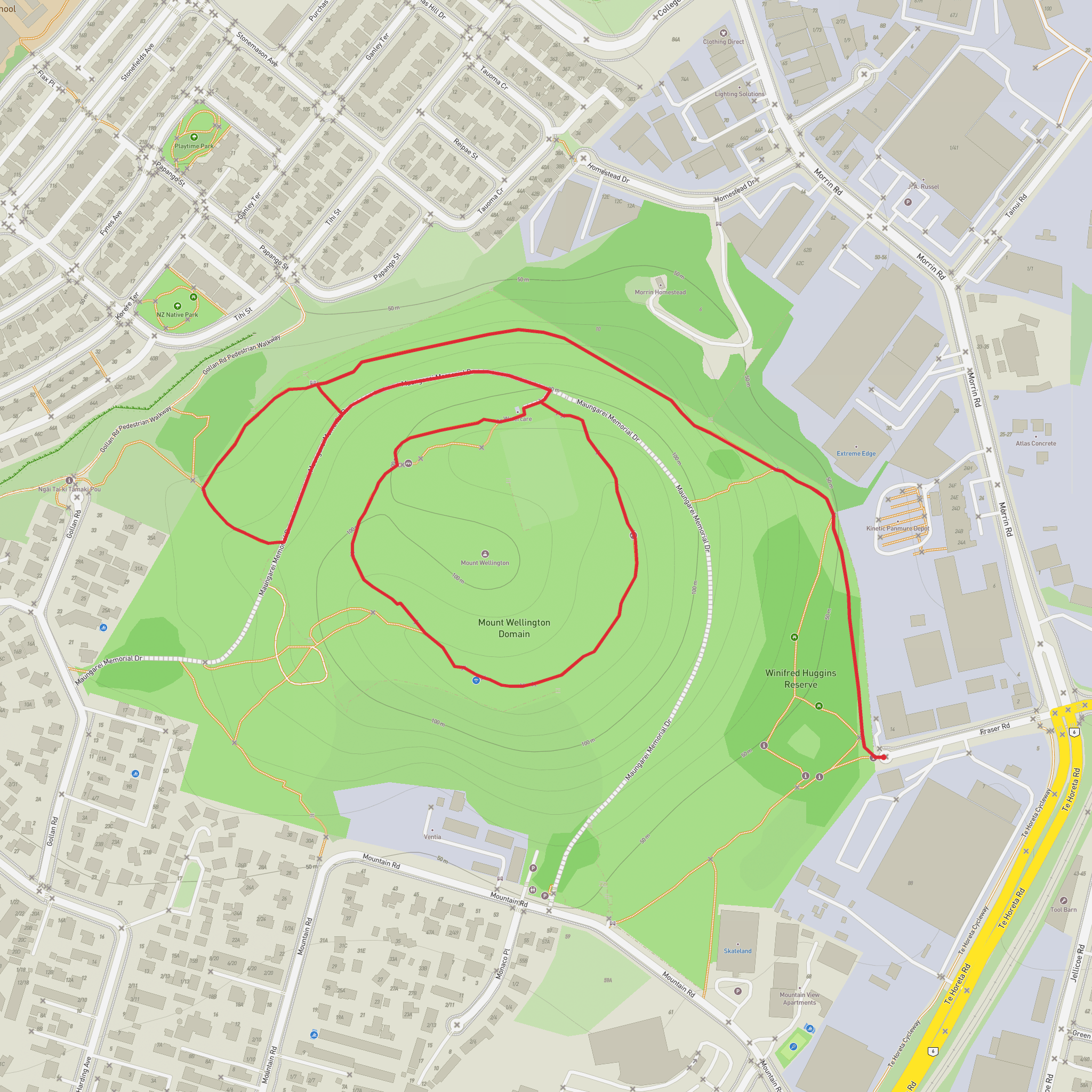Winnifred Huggins Woodland and Mt Wellington Summit Loop mobile static map