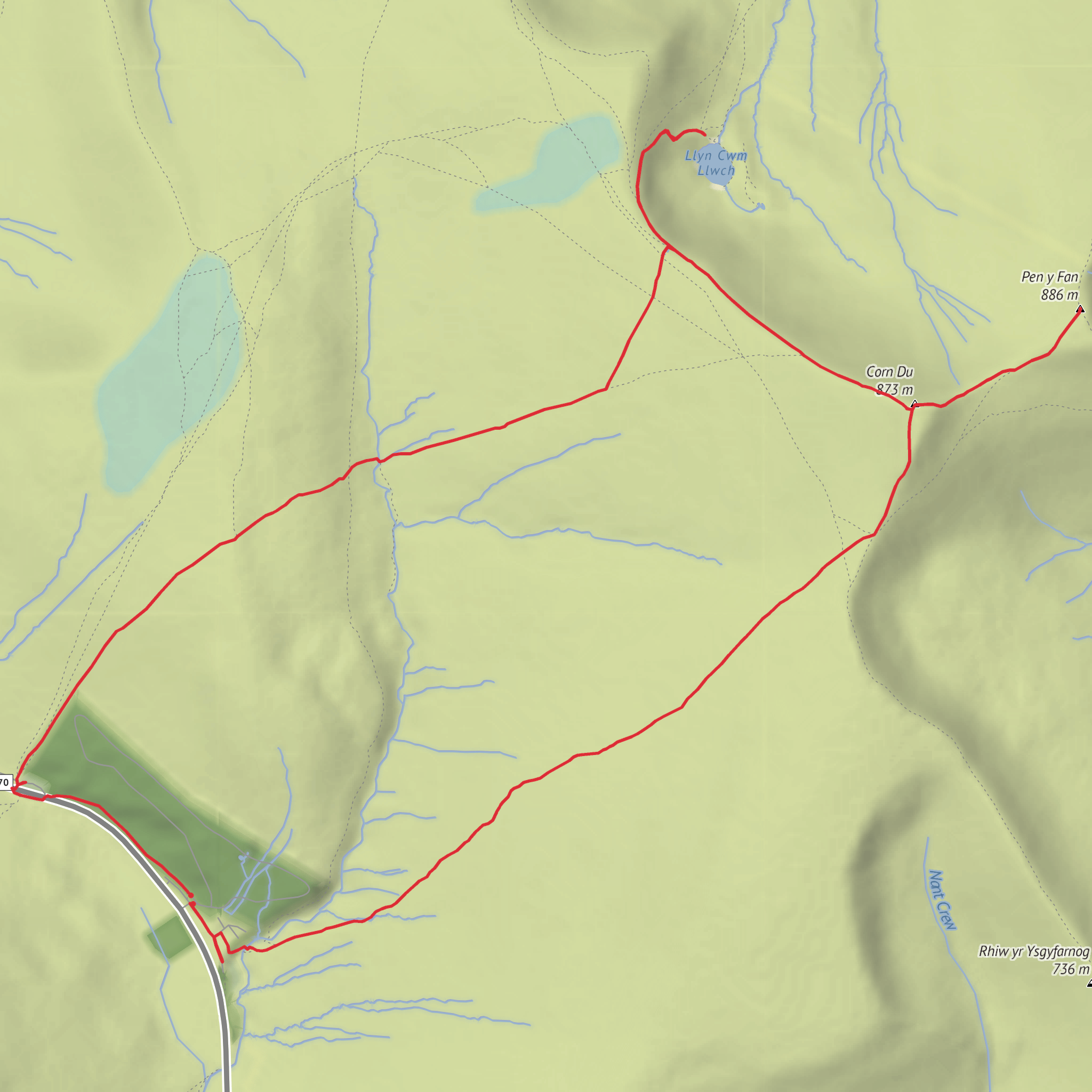 Pen y Fan and Llyn Cwm Llwch mobile static map