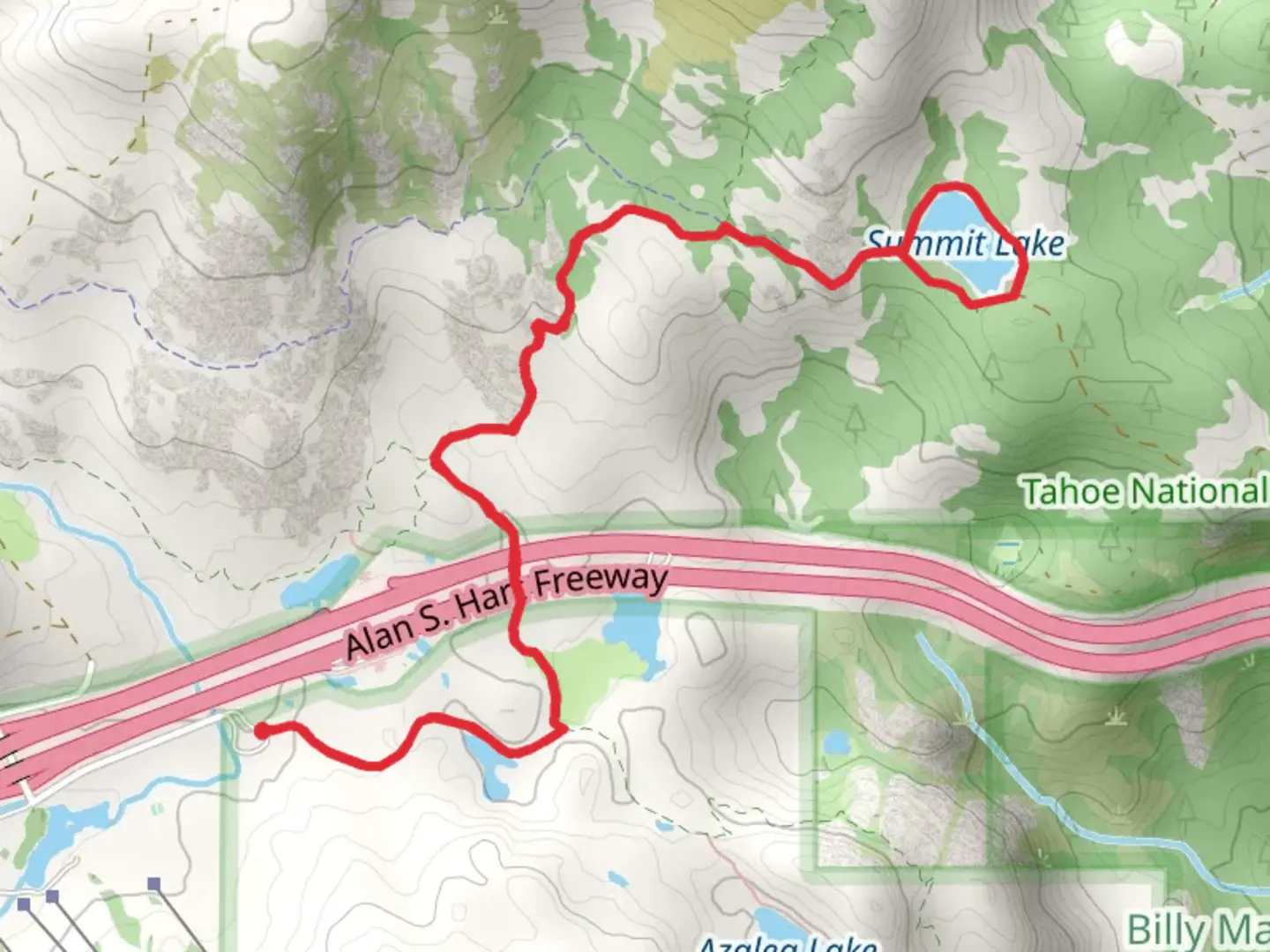 An image depicting the trail Summit Lake via Glacier Meadow Loop and its surrounding area.