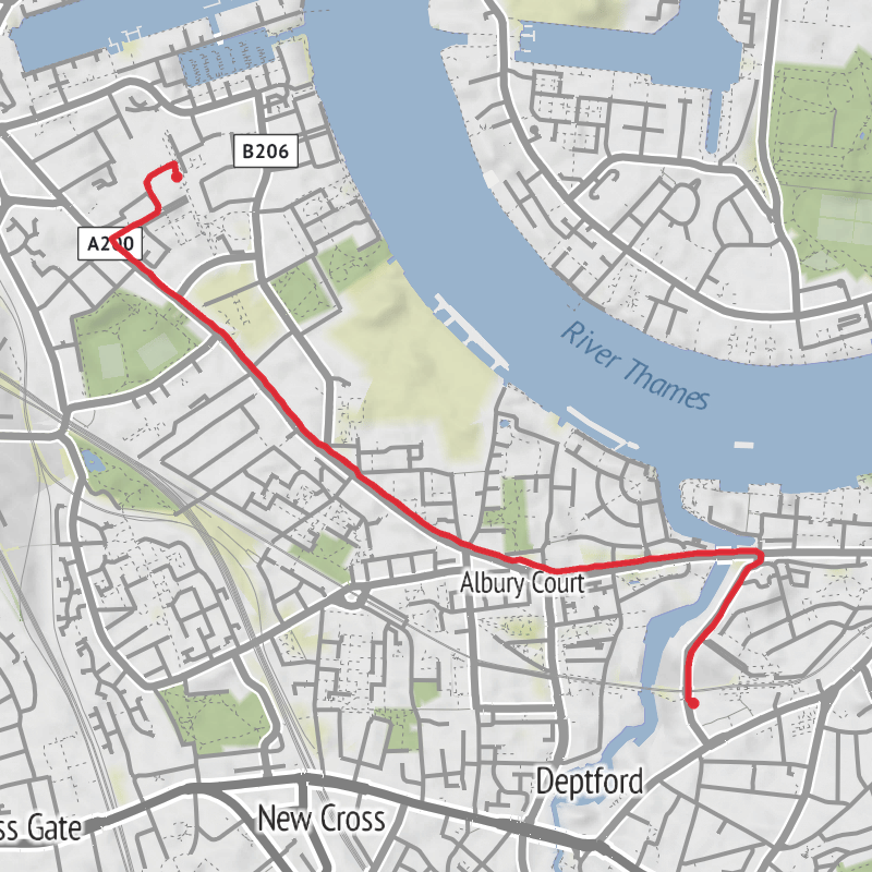 A map preview of the recording Lewisham Cycling.