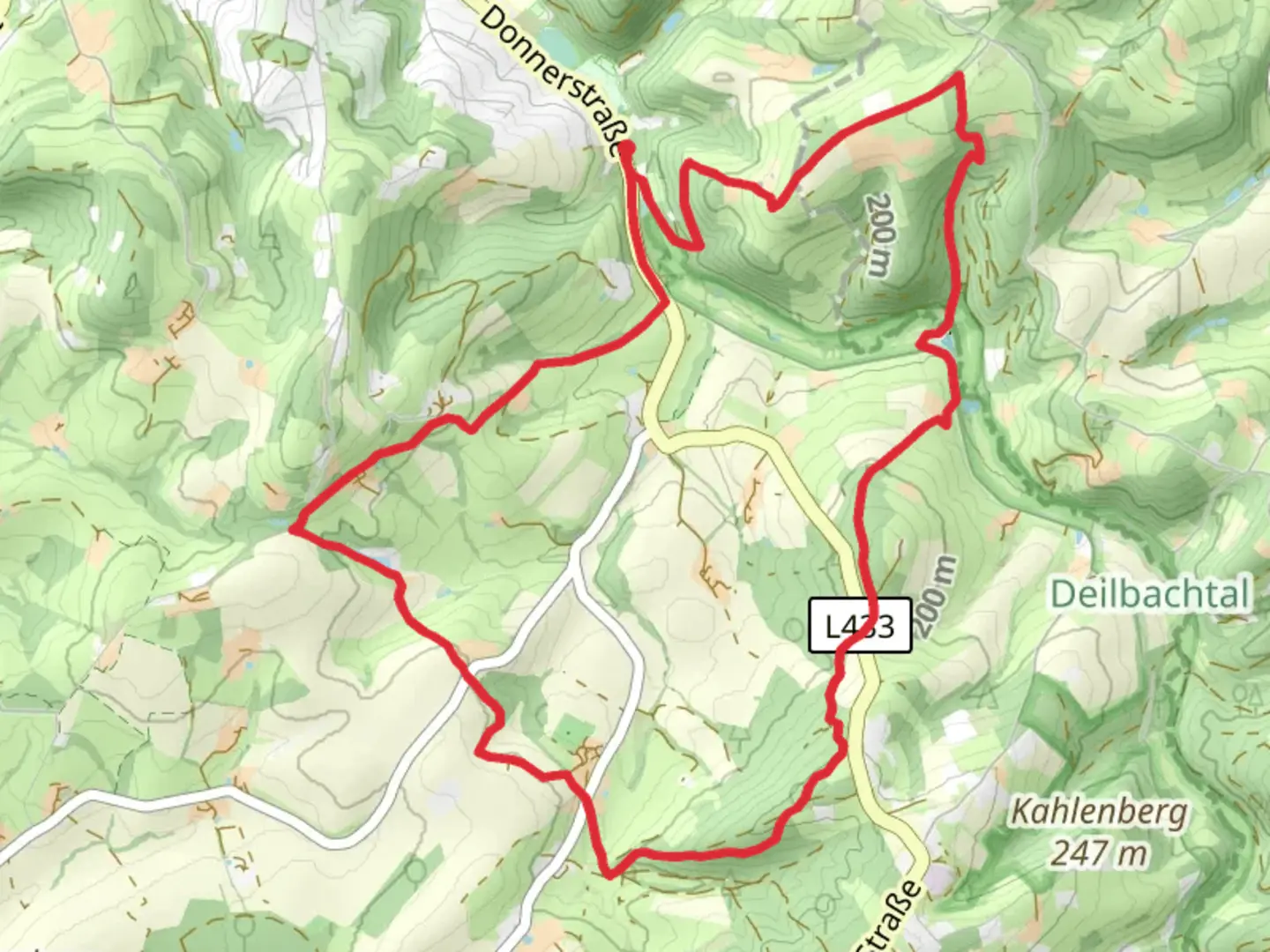 An image depicting the trail Hardenberger Weg and Neanderland Steig and its surrounding area.