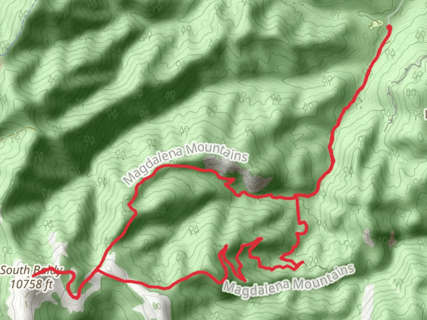 An image depicting the trail South Baldy Loop Trail and its surrounding area.