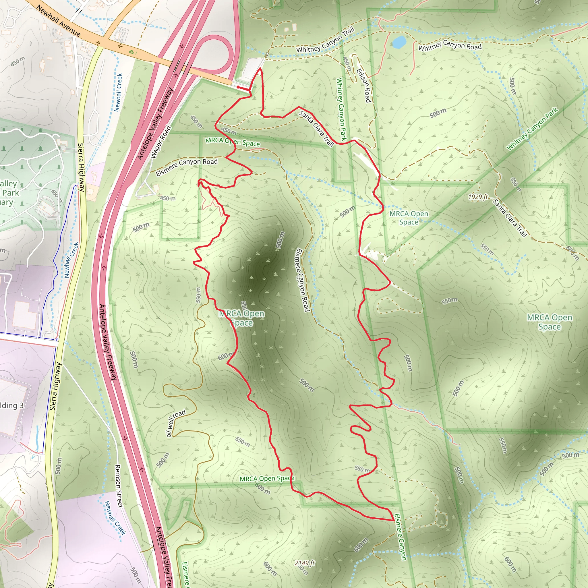 Santa Clara Trail and Elsmere Canyon Road Loop mobile static map