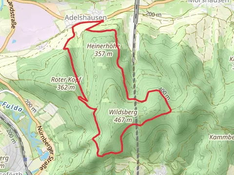 Wildsberg, Mordbuche and Dreifosterstein Loop via Adelshauser Rundweg A3