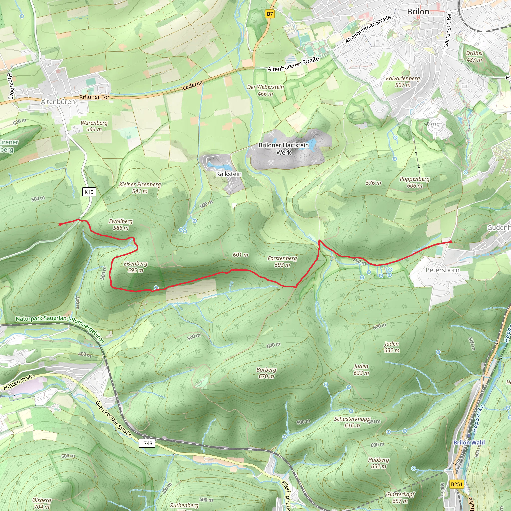 Petersborn to Langer Berg Walk mobile static map