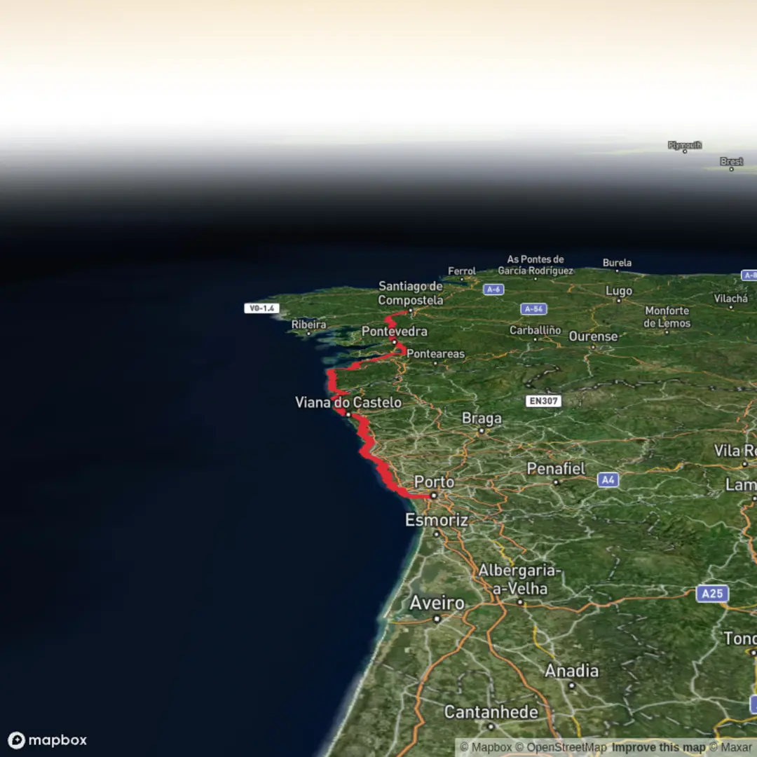 An image depicting the trail Portugese Coastal Camino and its surrounding area.