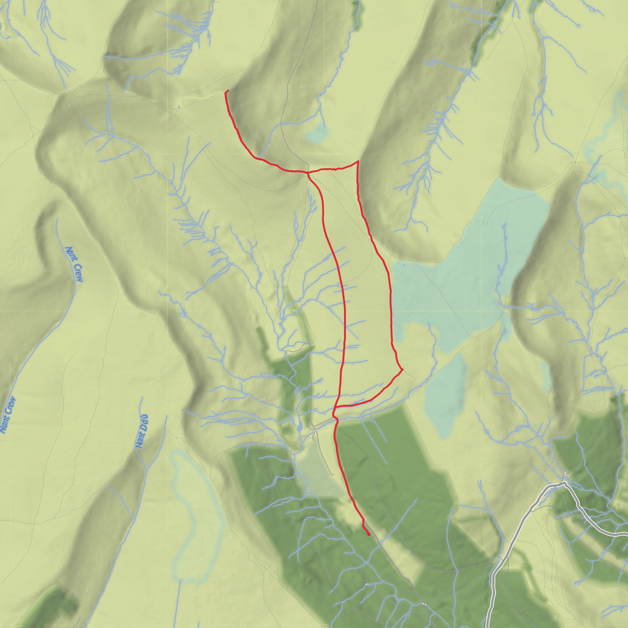 Cribyn and Fan y Big from Neuadd Car Park mobile static map