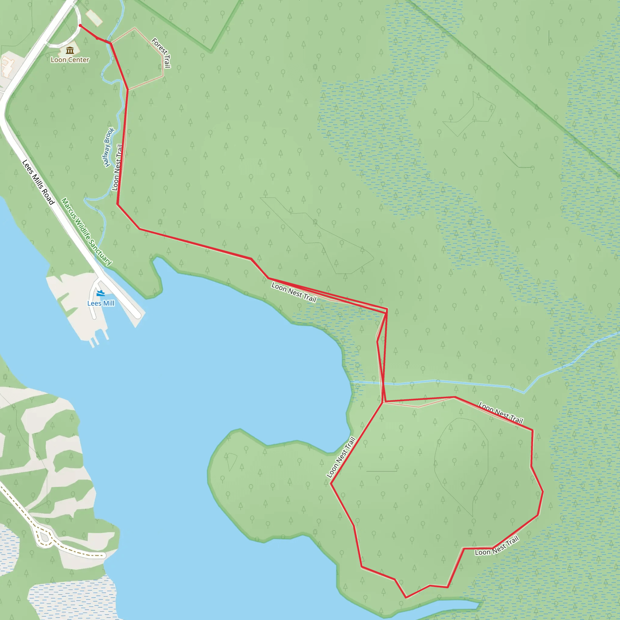 Marcus Wildlife Sanctuary Loop Trail mobile static map