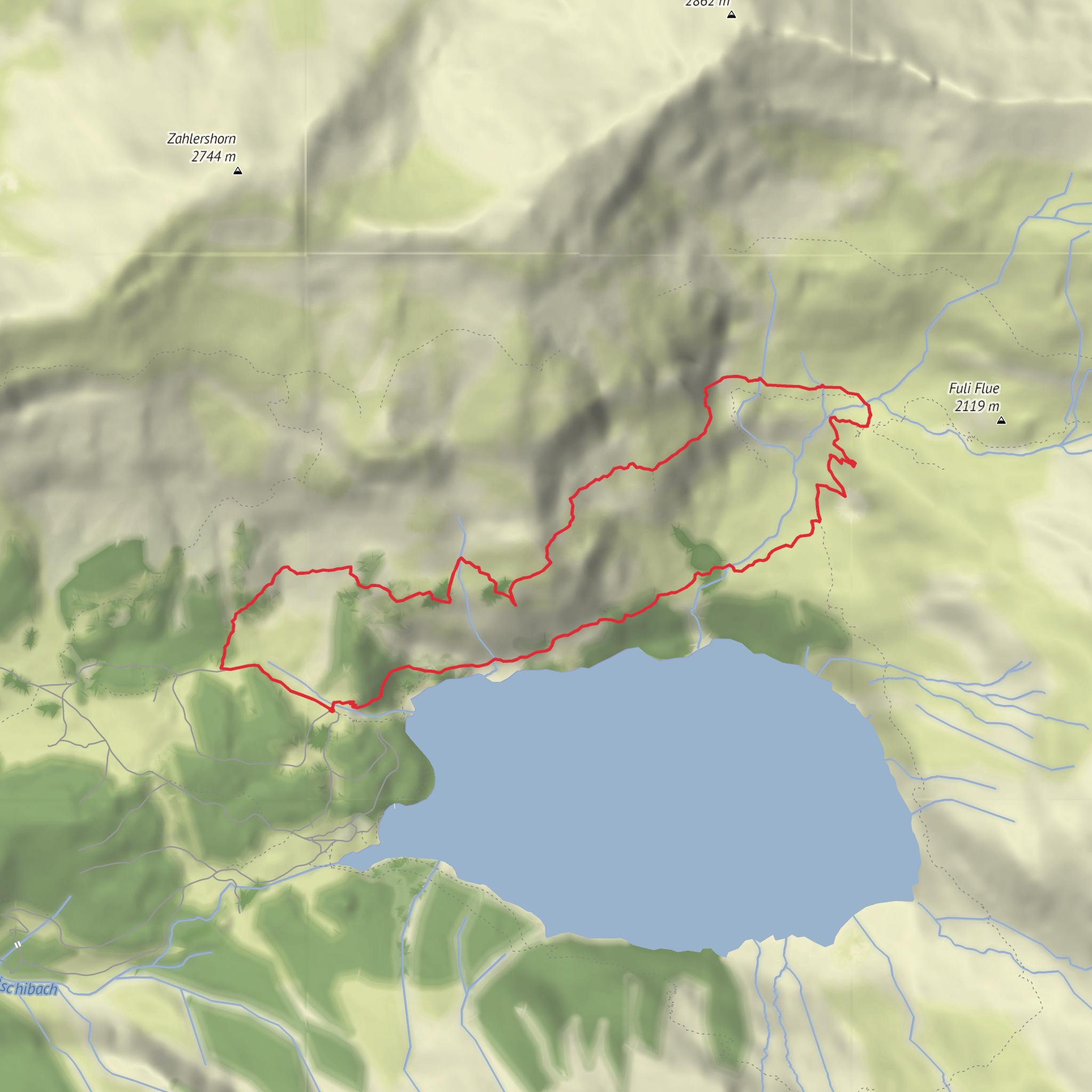 Oeschinensee with view points mobile static map