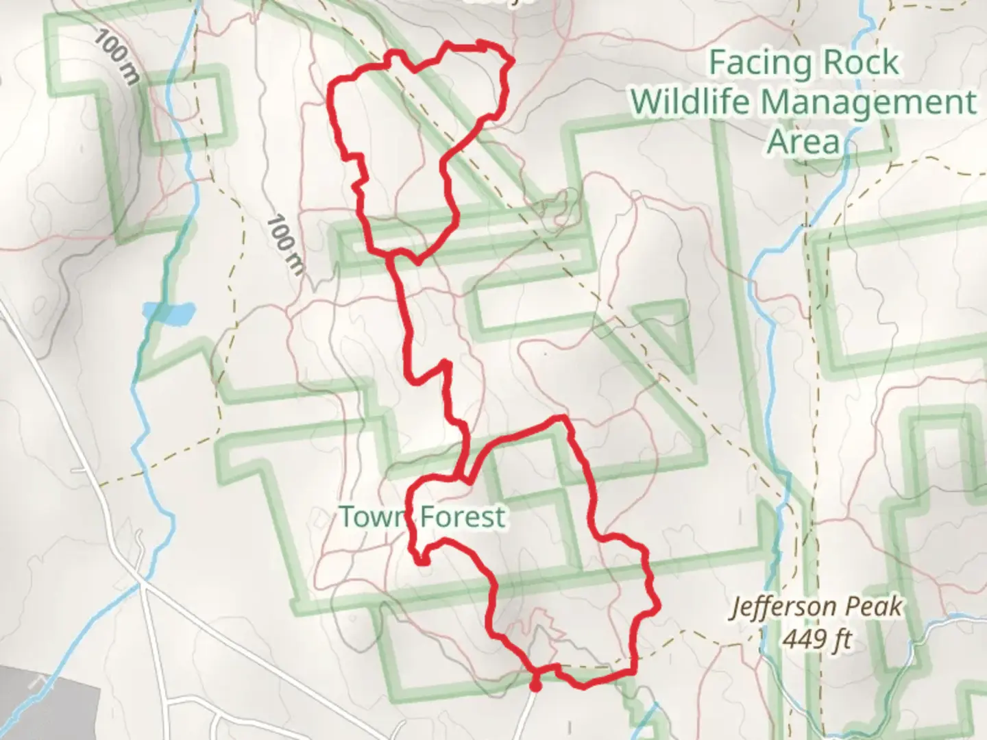 An image depicting the trail Town Forest Loop from Bridle Road and its surrounding area.
