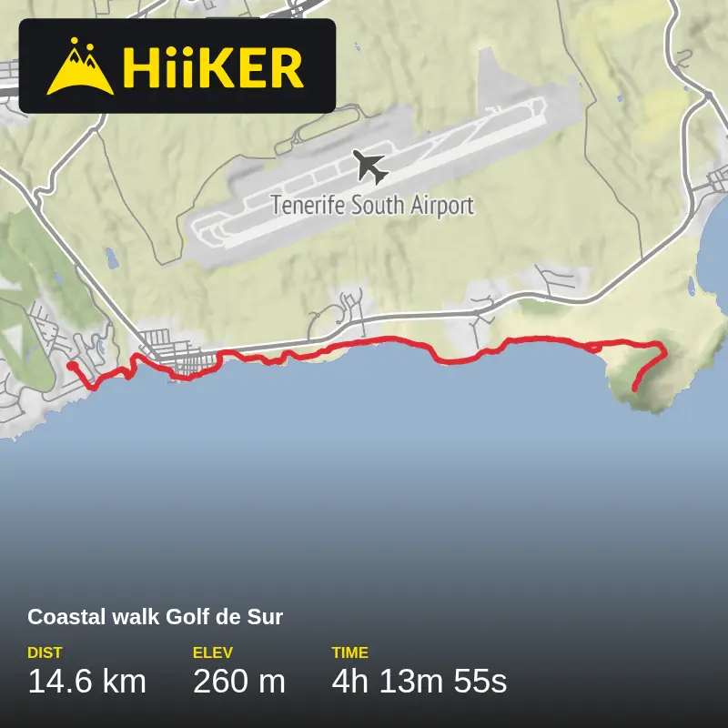 A map preview of the recording Coastal walk Golf de Sur.