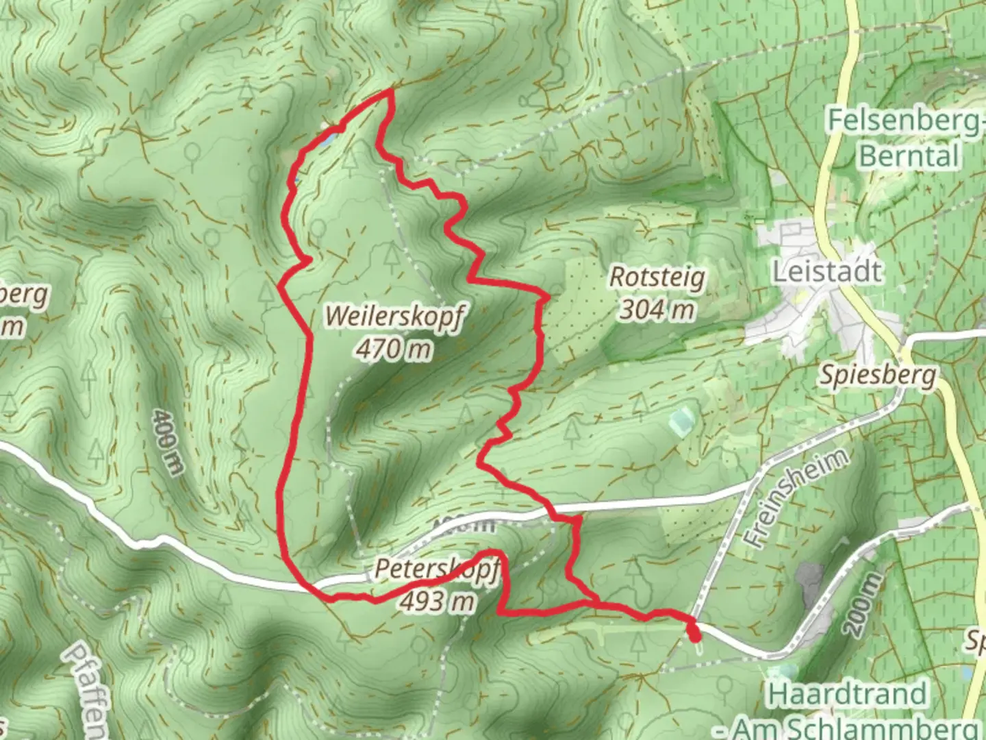 An image depicting the trail Großwinterstal, Urigeheuersee, Rabendeckel and Ruine Weilach Loop and its surrounding area.