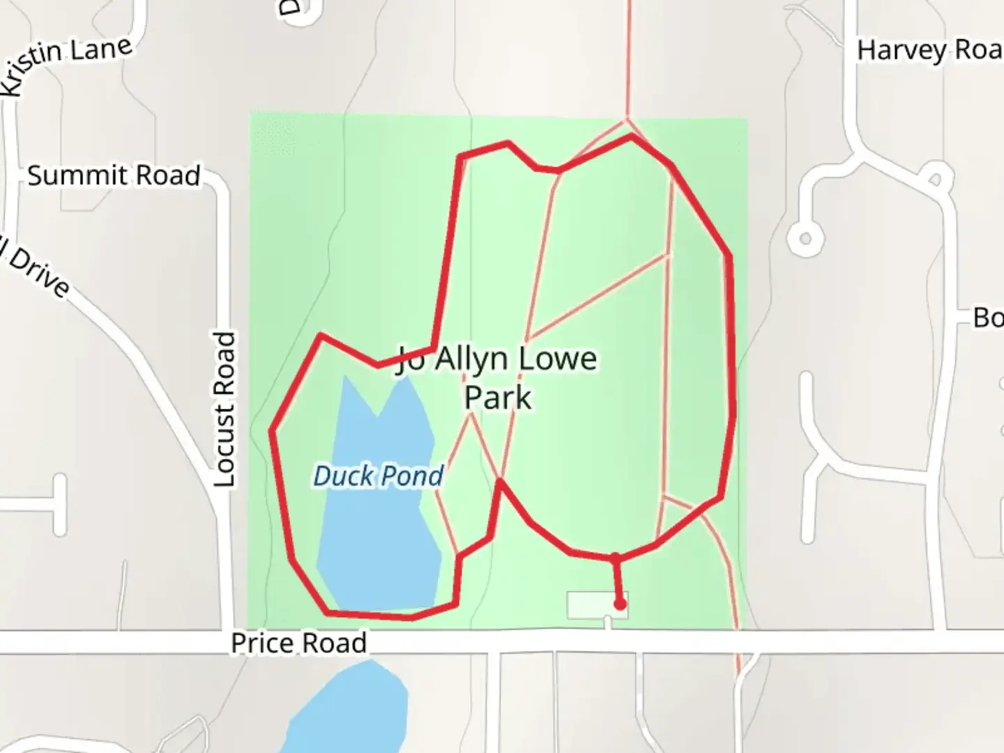 An image depicting the trail Duck Pond and Jo Allyn Lowe Park LoopLoop and its surrounding area.