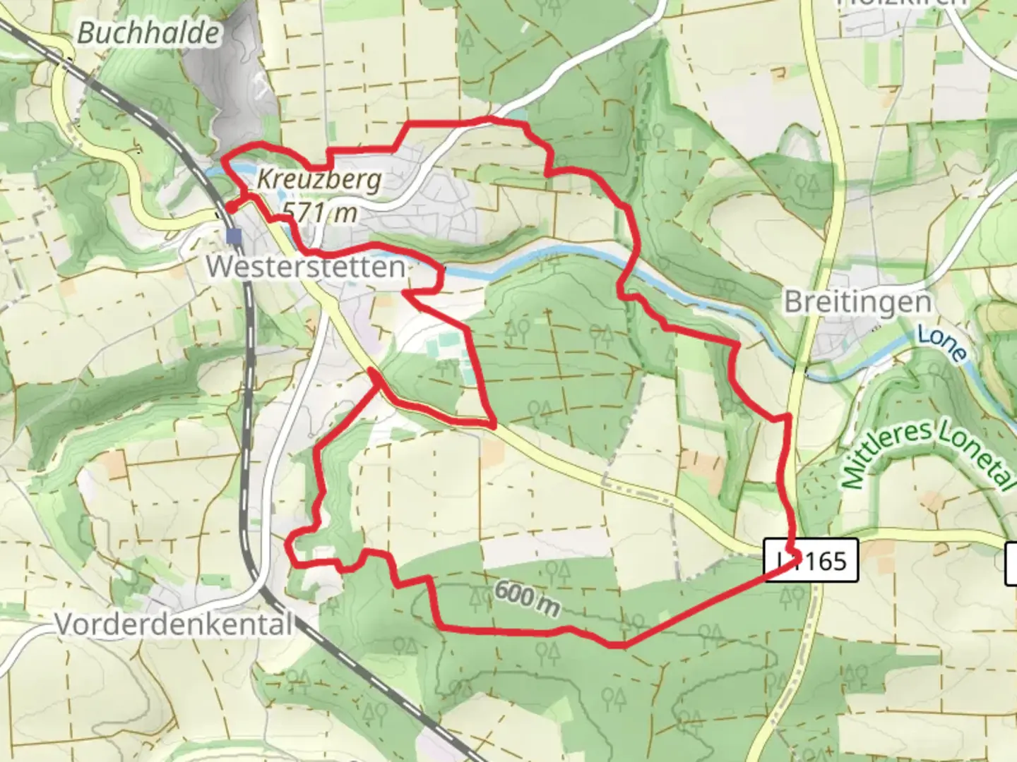 An image depicting the trail Westerstetten and Herrenfilde Loop and its surrounding area.
