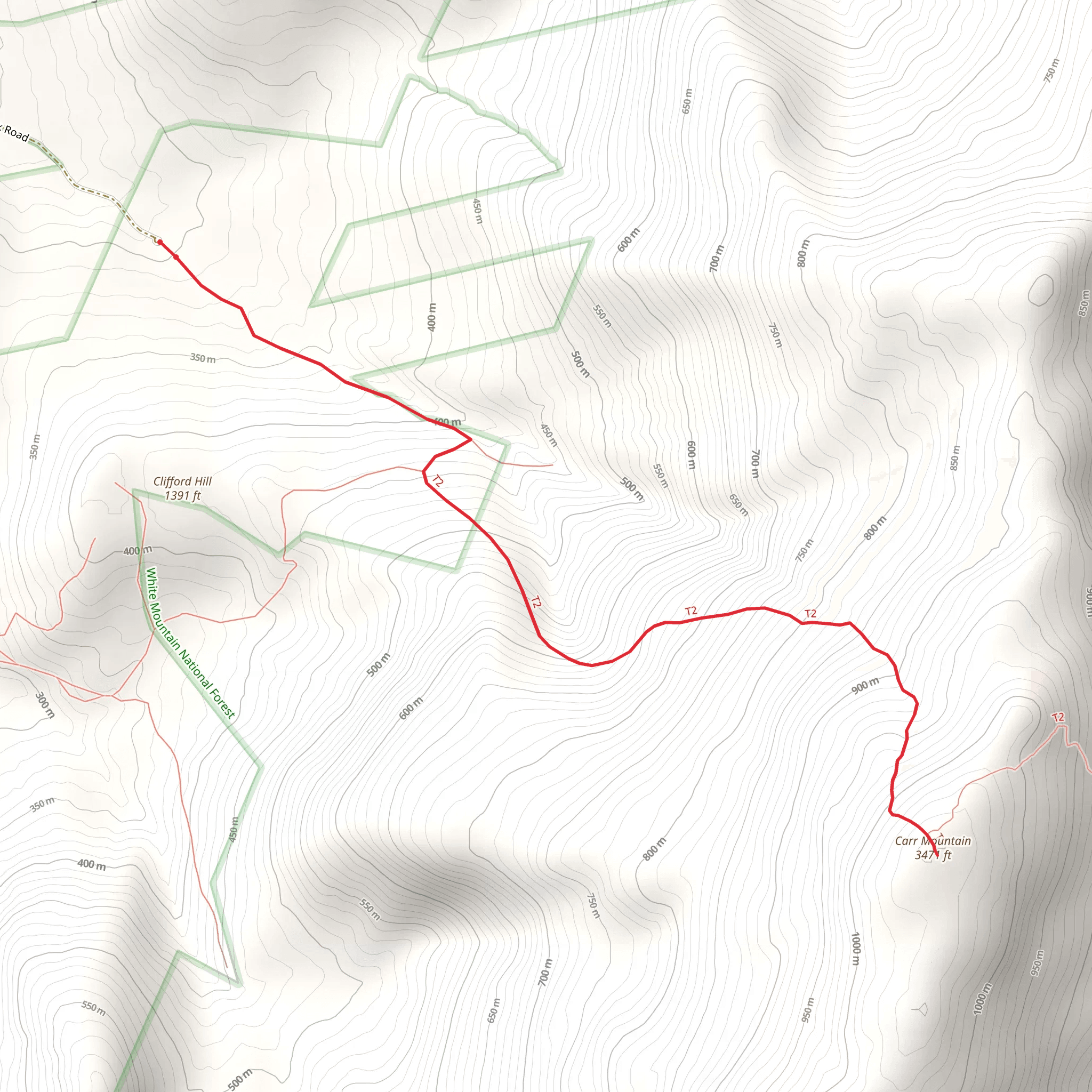 Warren - Carr Mountain Trail mobile static map