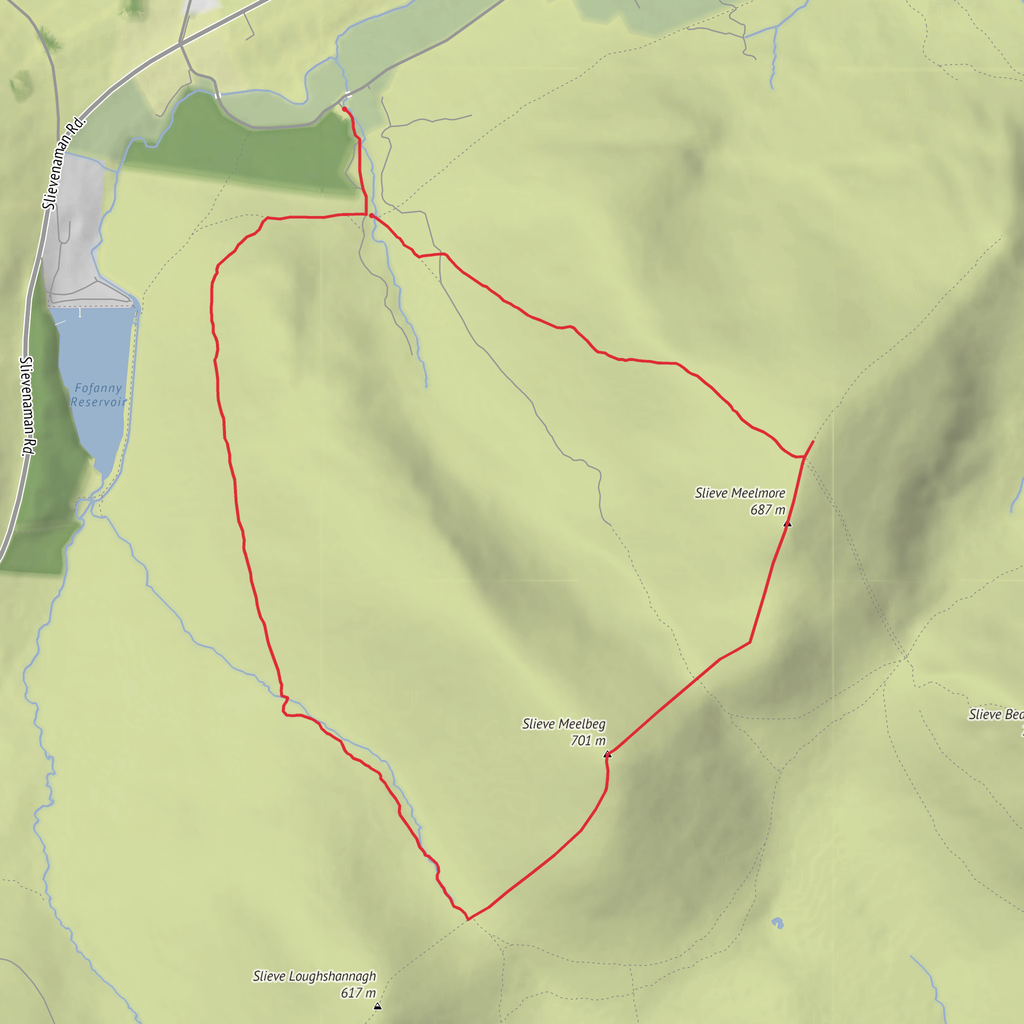 Slieve Meelbeg and Slieve Meelmore Loop mobile static map