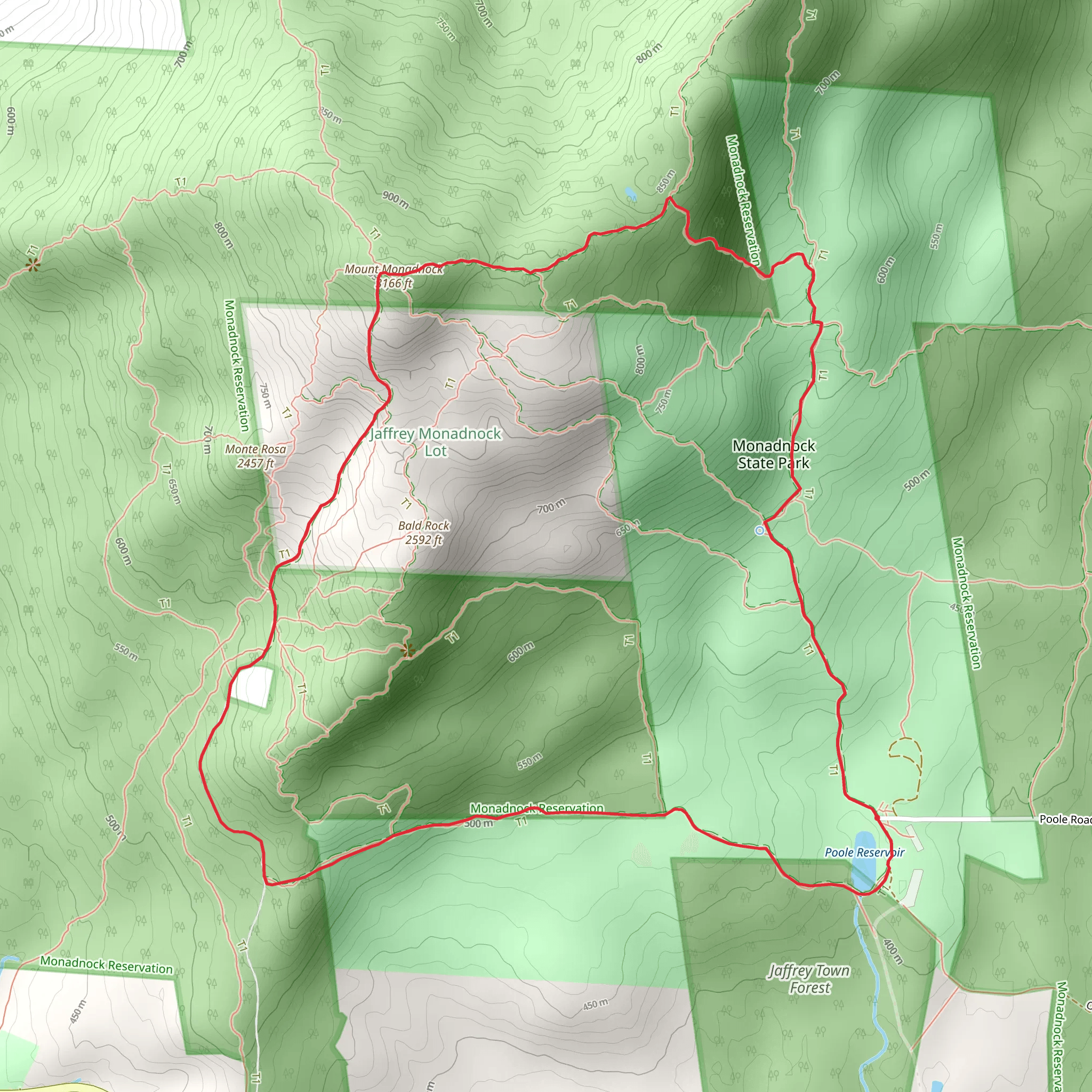 Mount Monadnock - Monte Rosa Loop Trail mobile static map