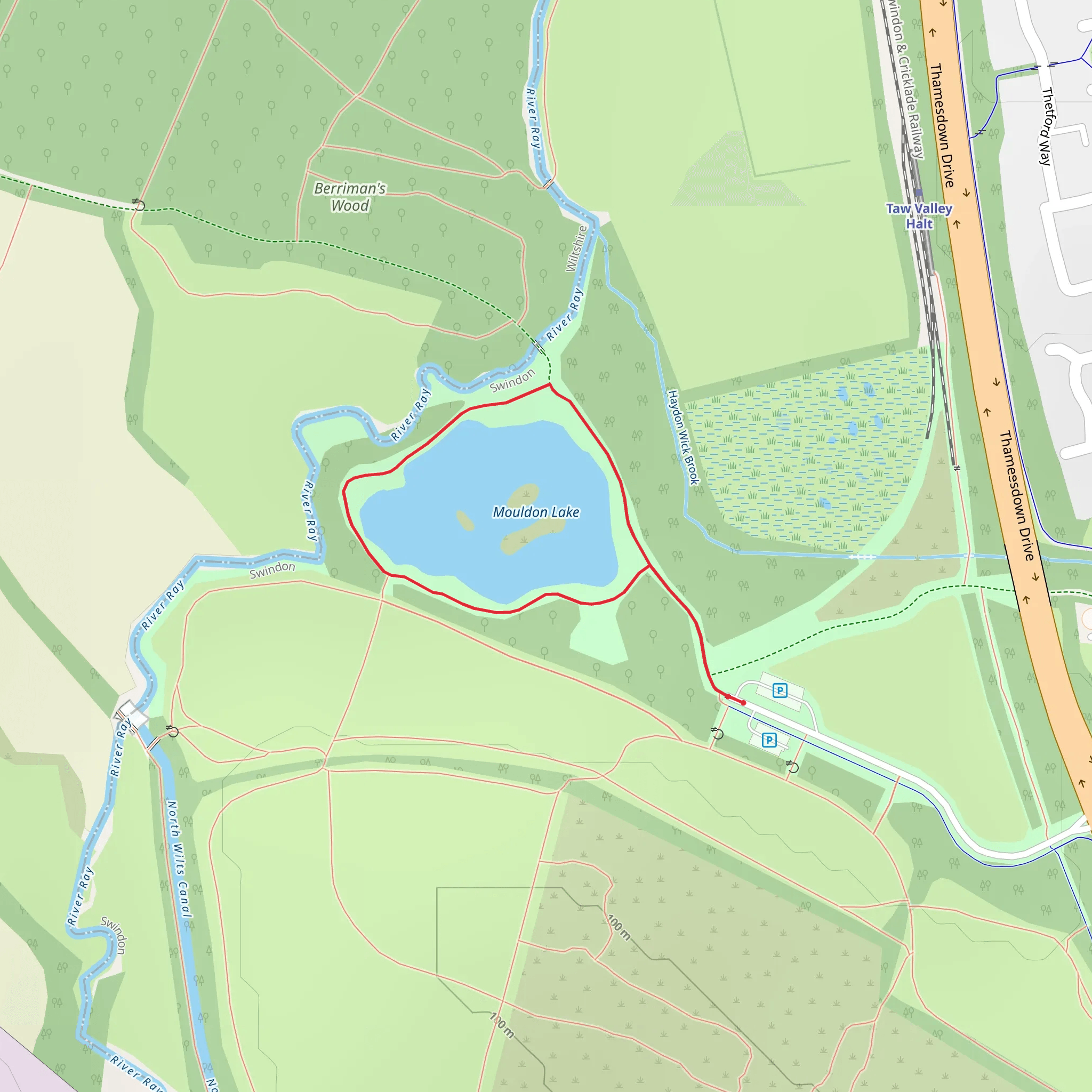 Mouldon Hill Amenity Lake Loop mobile static map