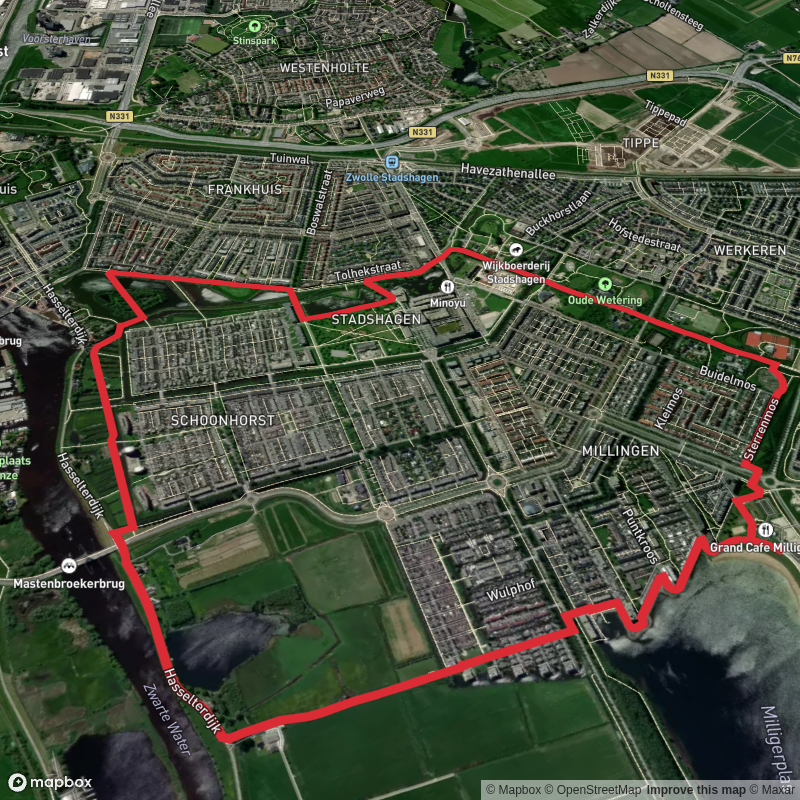 Stadskolk via Rondje Zwolle and Twistvlietpad