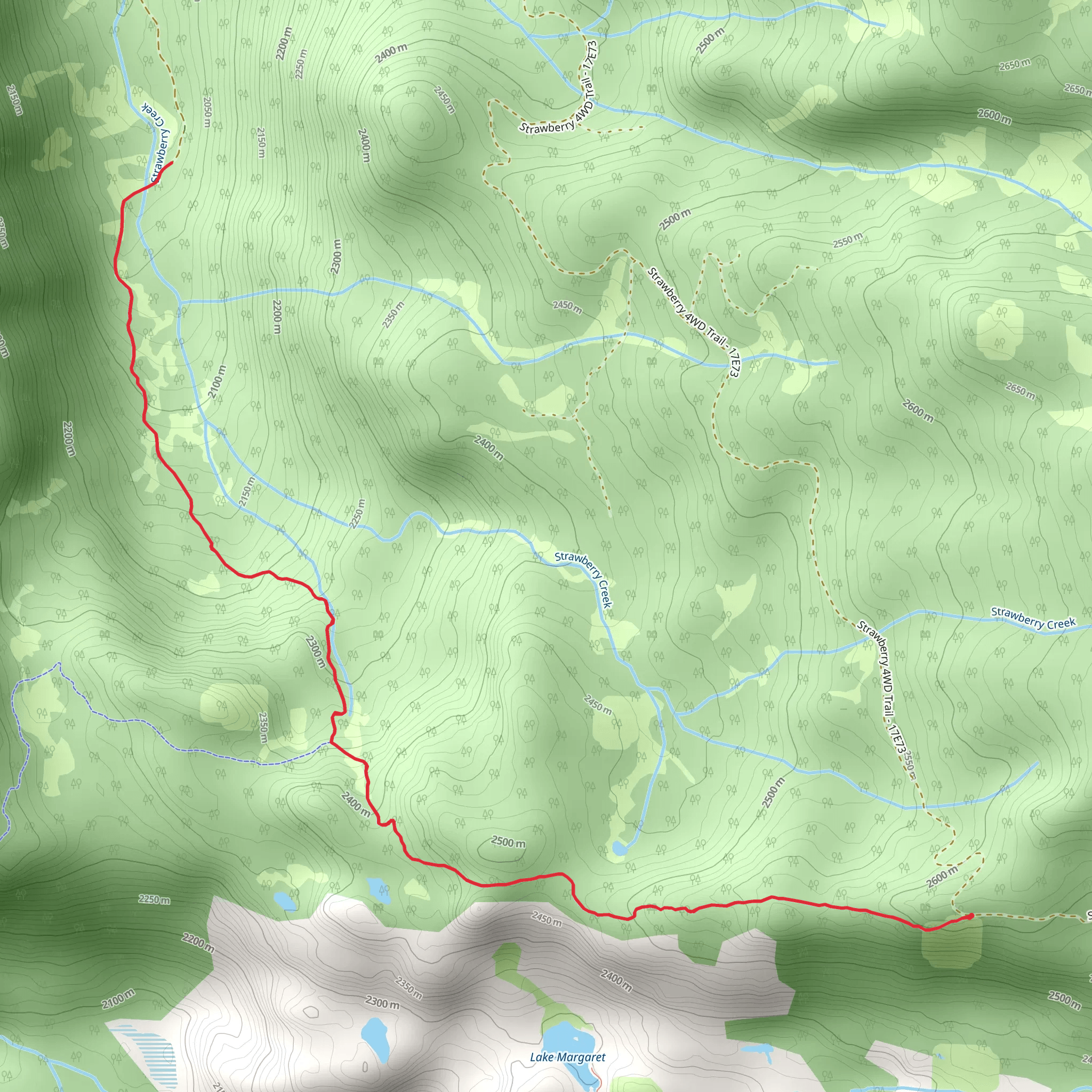Strawberry Creek via Buck Pasture Trail mobile static map