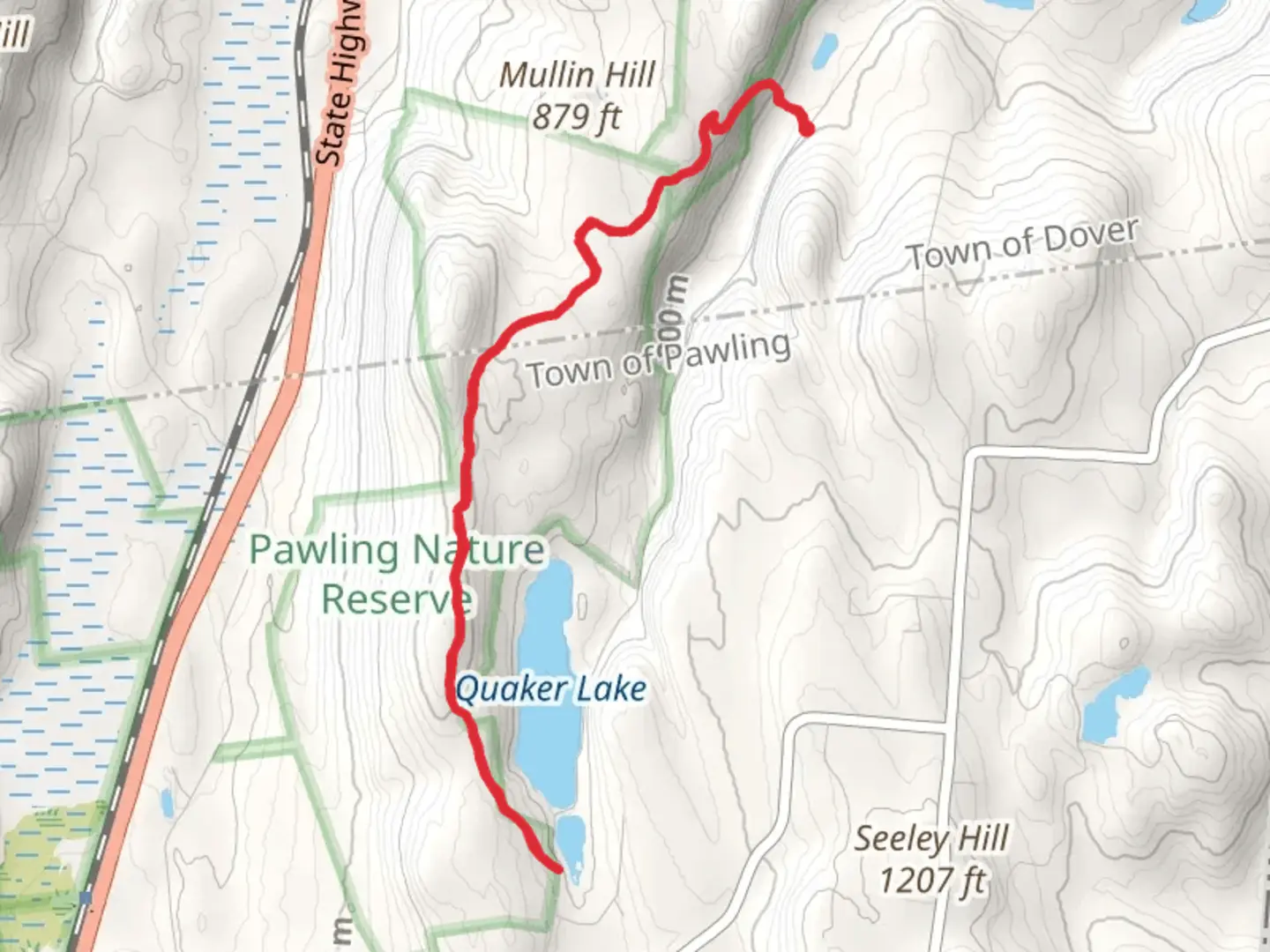 An image depicting the trail Pawling Nature Reserve and its surrounding area.