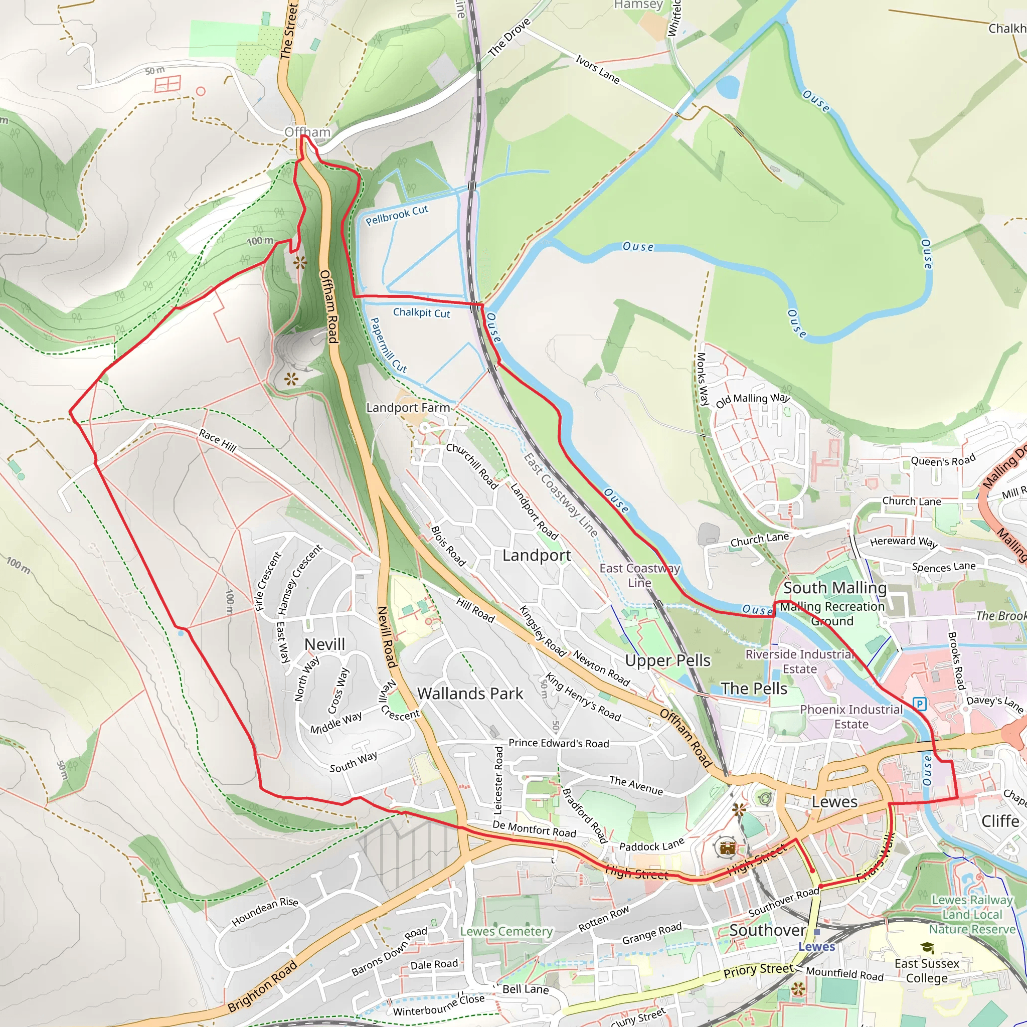 Lewes Rail to Ramble mobile static map