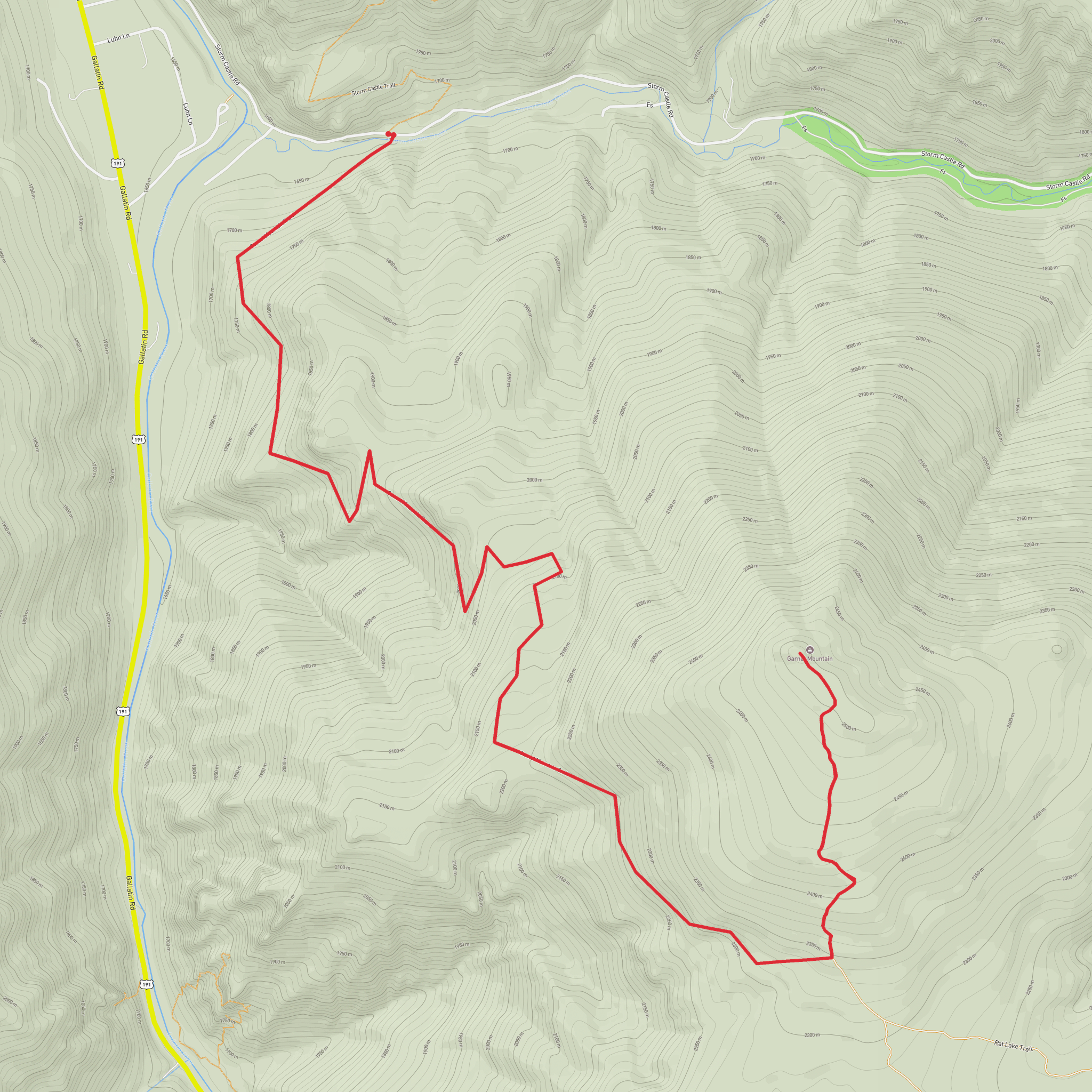 Garnet Mountain Trail mobile static map