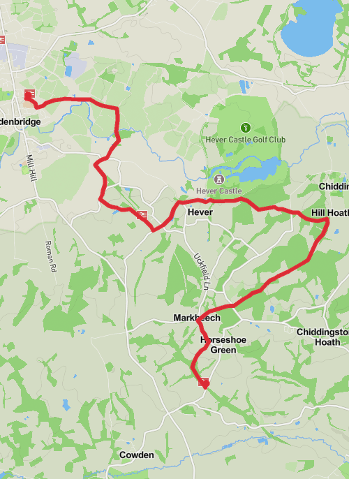 Station to station Edenbridge to Cowden  mobile static map