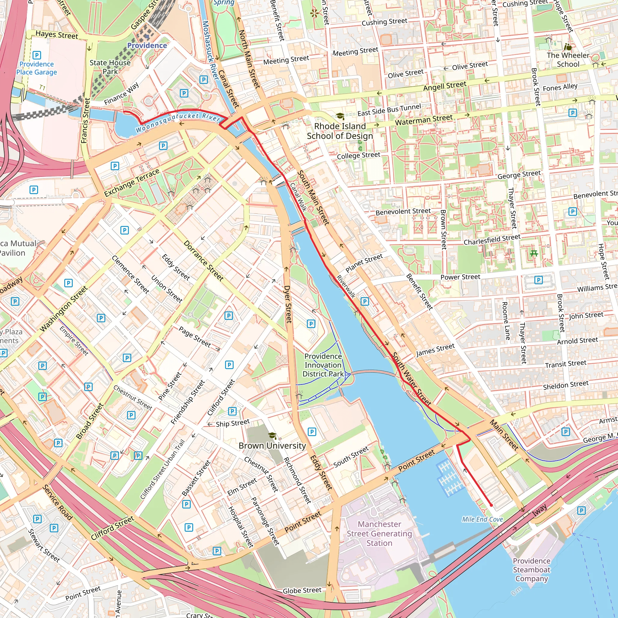 Providence River via Canal Walk mobile static map