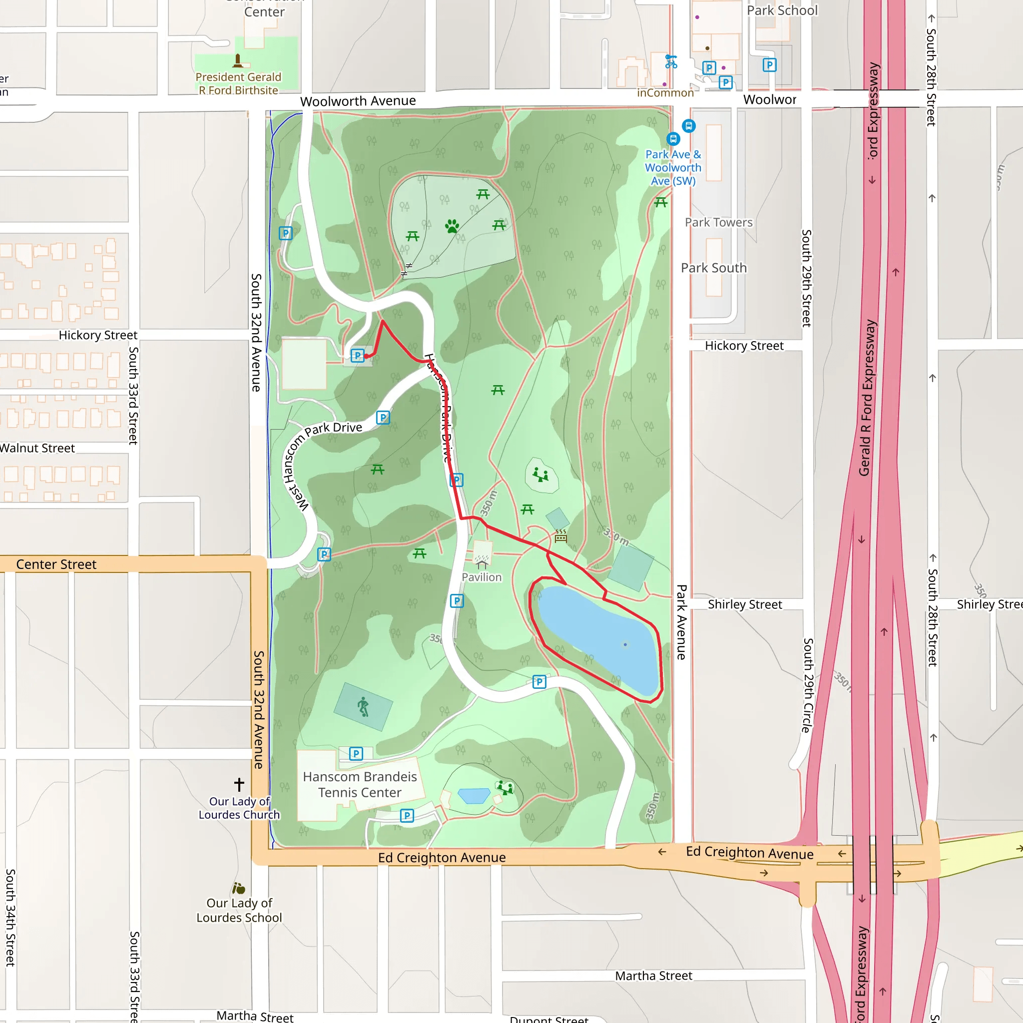 Hanscom Park Drive Loop mobile static map