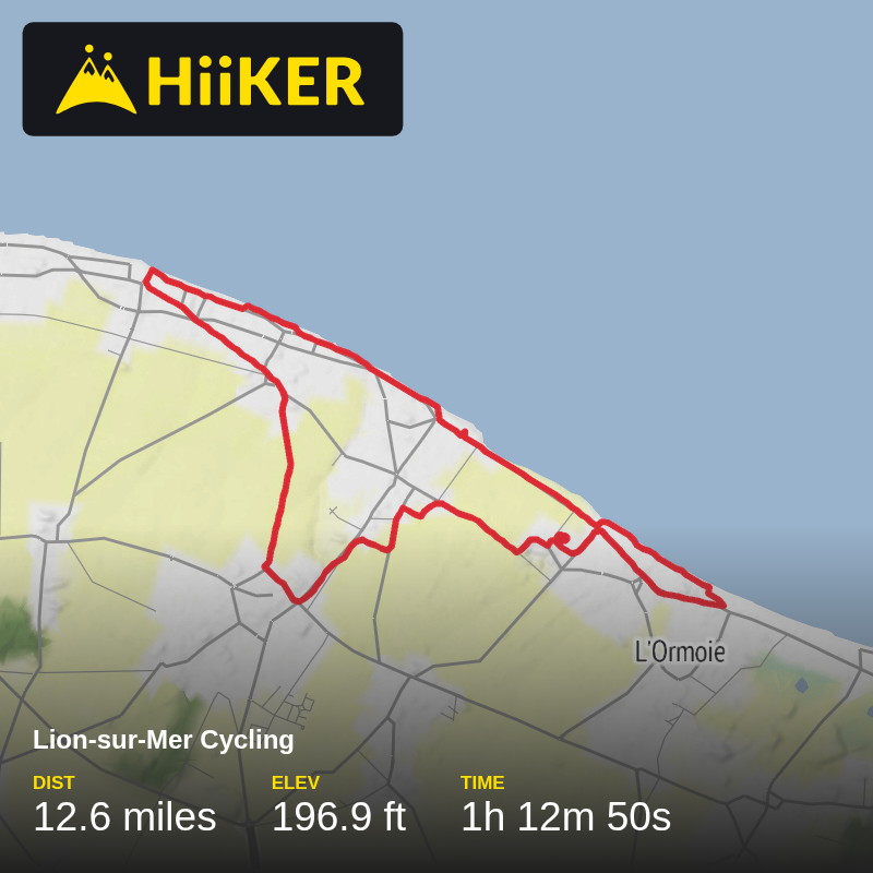 A map preview of the recording Lion-sur-Mer Cycling.