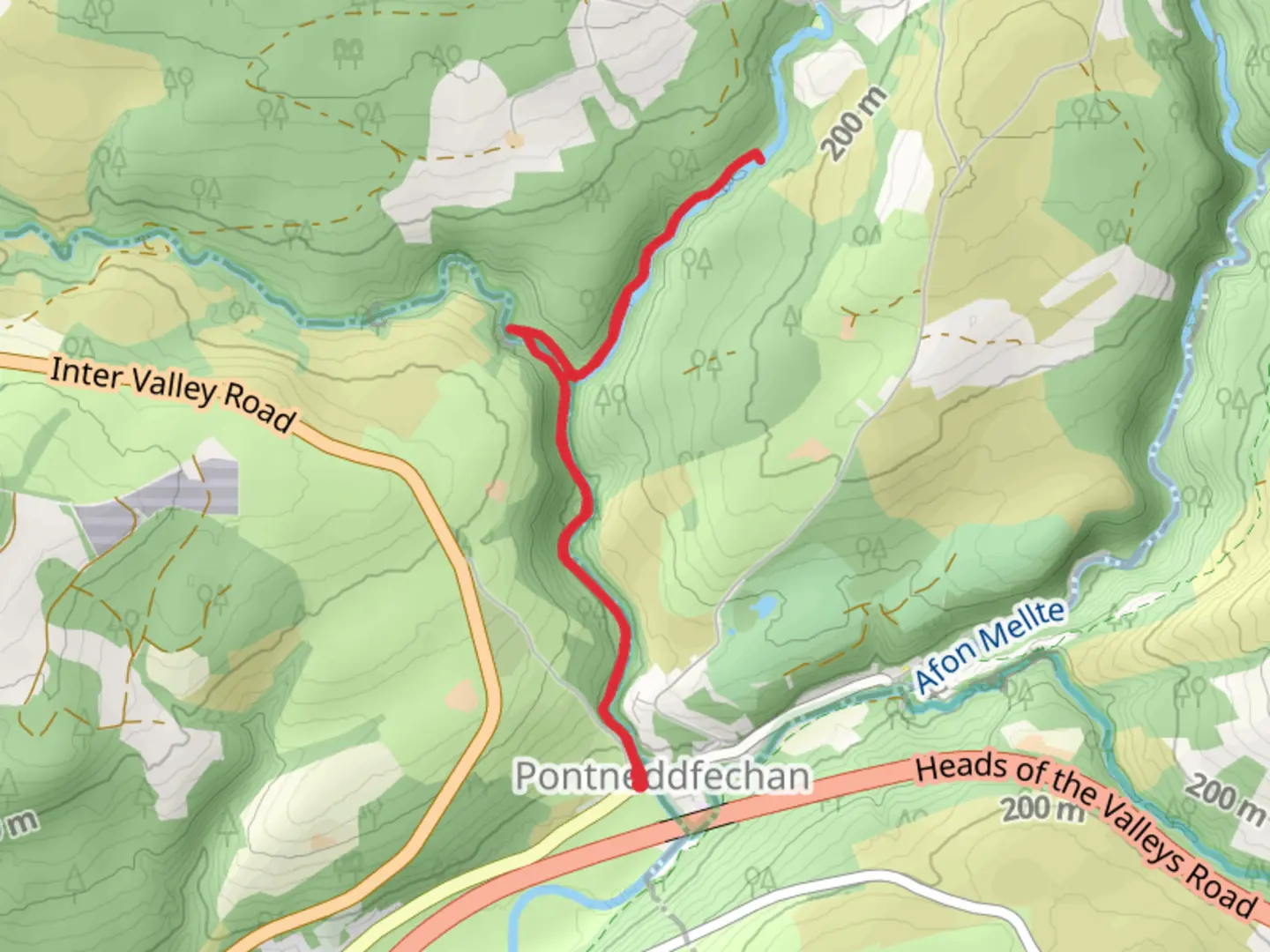 An image depicting the trail Elidir Trail - Four Waterfalls and its surrounding area.