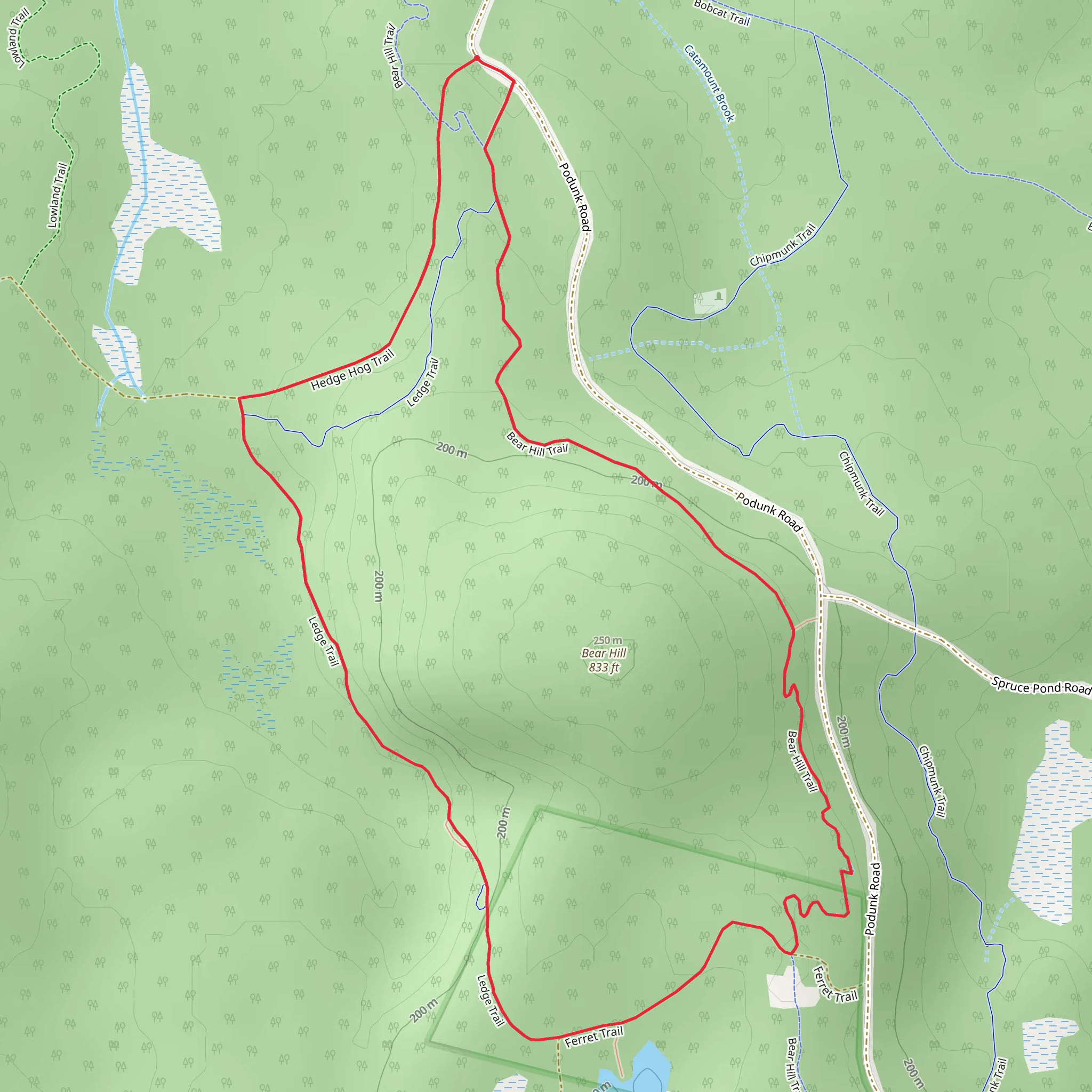 Bear Hill Trail Loop via Hedge Hog Trail mobile static map