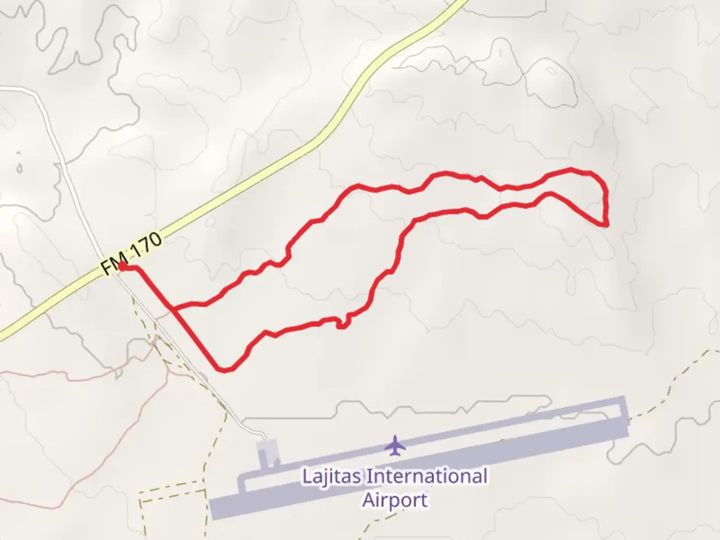 An image depicting the trail Loop 3 from FM 170 and its surrounding area.