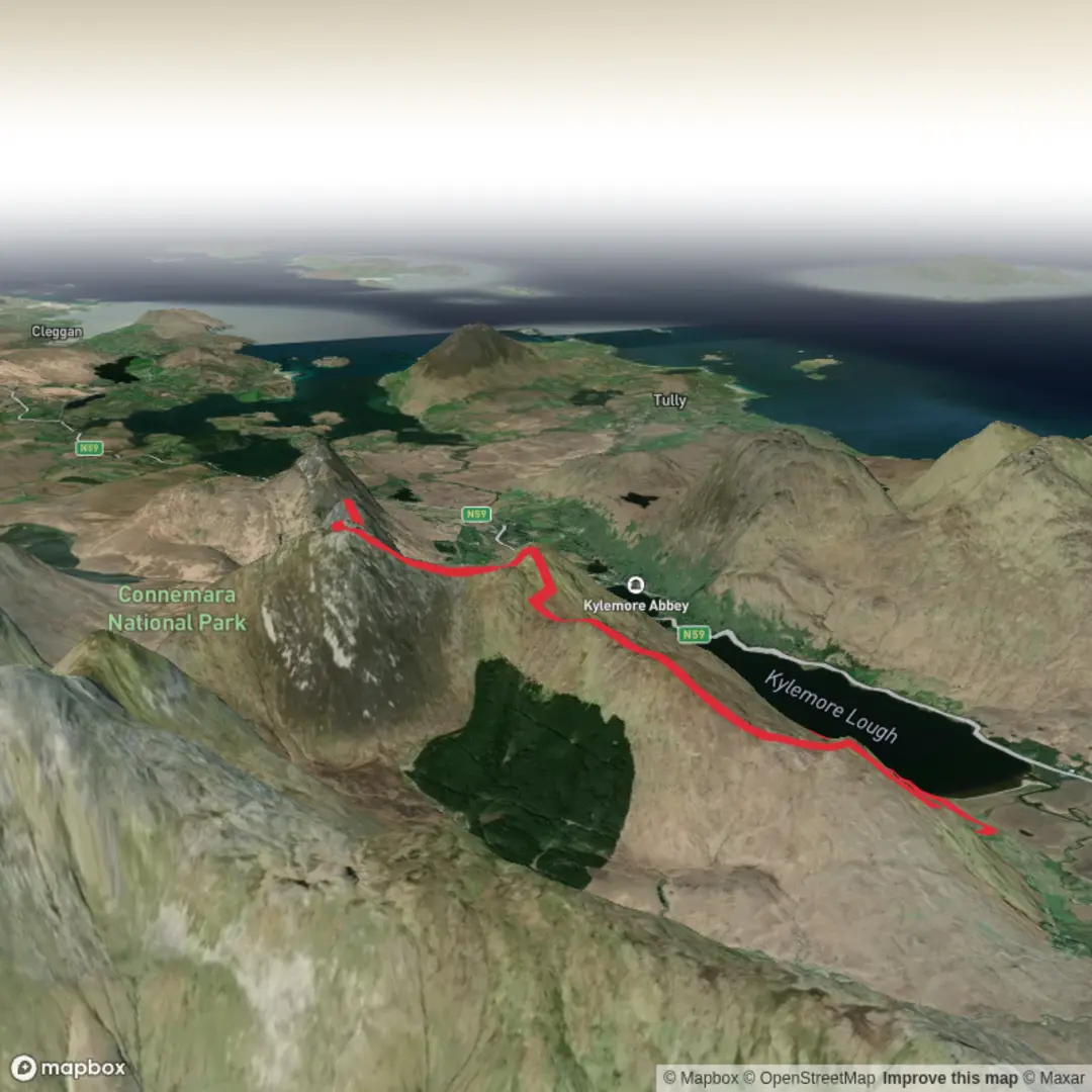 An image depicting the trail Standard - 12 Bens Kylemore and its surrounding area.