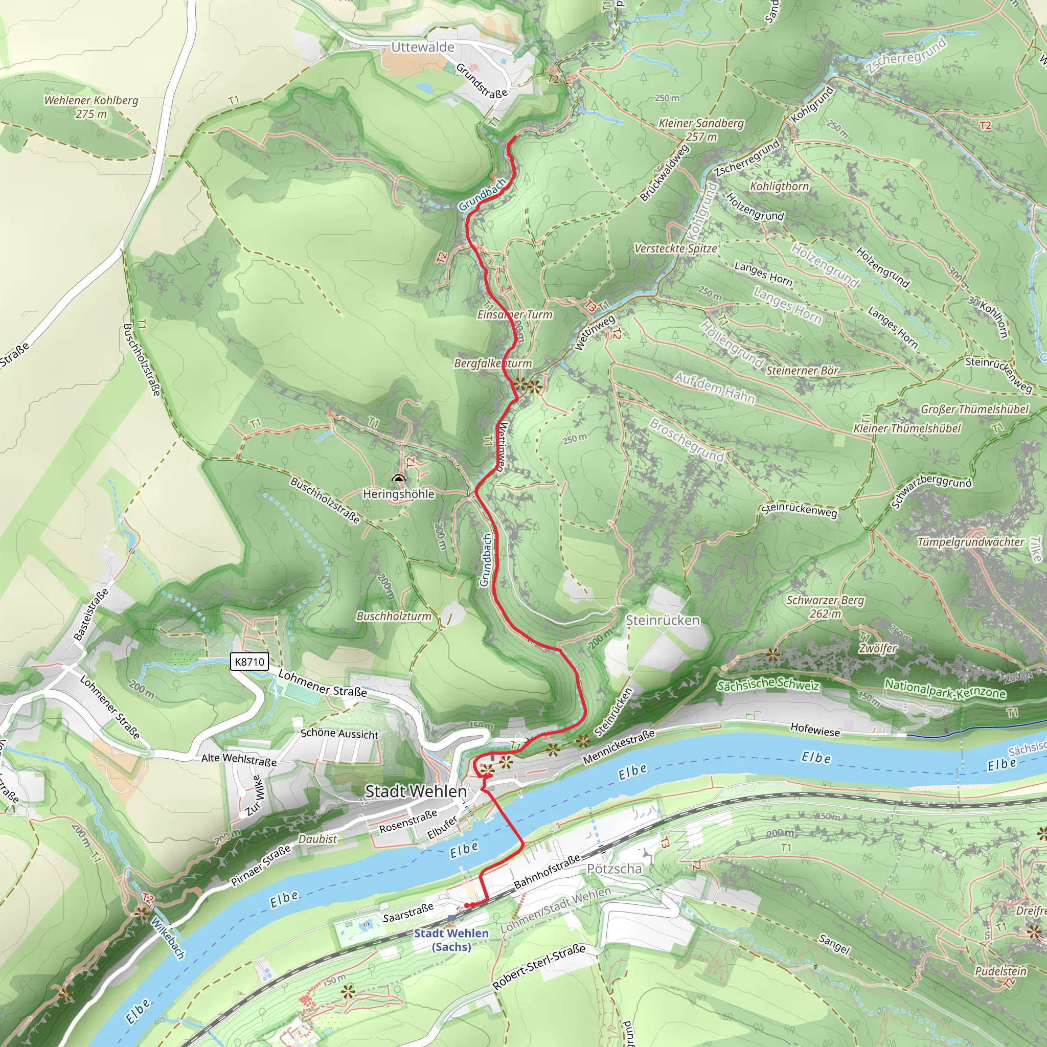 Elbe and Utterwalder Felsentor via Wehlener Grund mobile static map