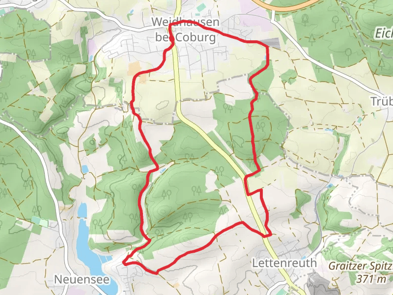Wildhuegelweg and Rundweg Weidhausen Neuensee