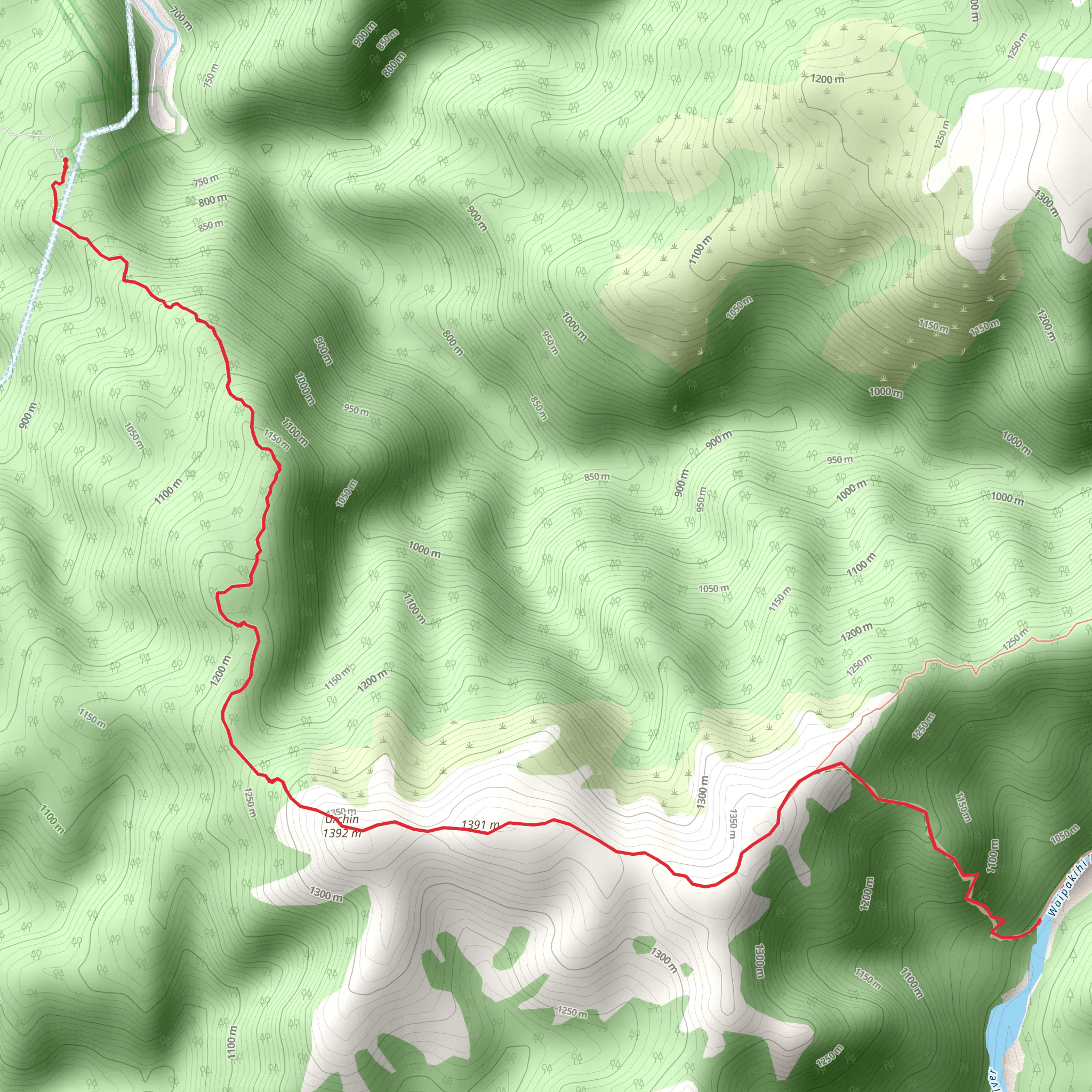 Urchin Track to Waipakihi Valley mobile static map