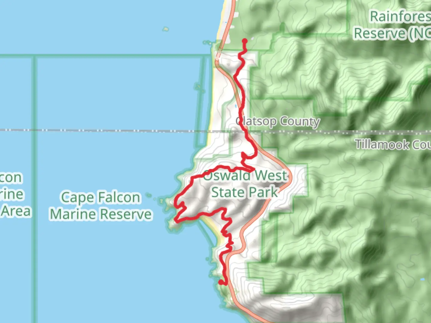 An image depicting the trail Treasure Cove - Devil's Cauldron - Elk Flats Trail and its surrounding area.