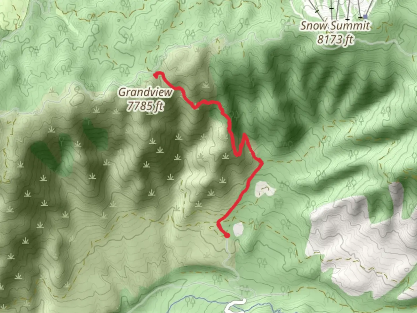An image depicting the trail Grand View Point via Radford Truck Trail and its surrounding area.