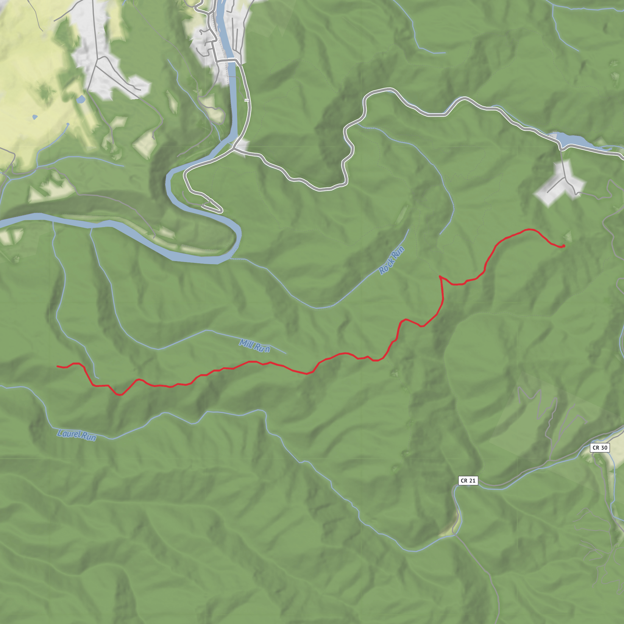 Burnside Ridge Trail via Ann Bailey Trail mobile static map