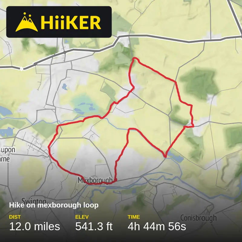 A map preview of the recording Hike on mexborough loop.
