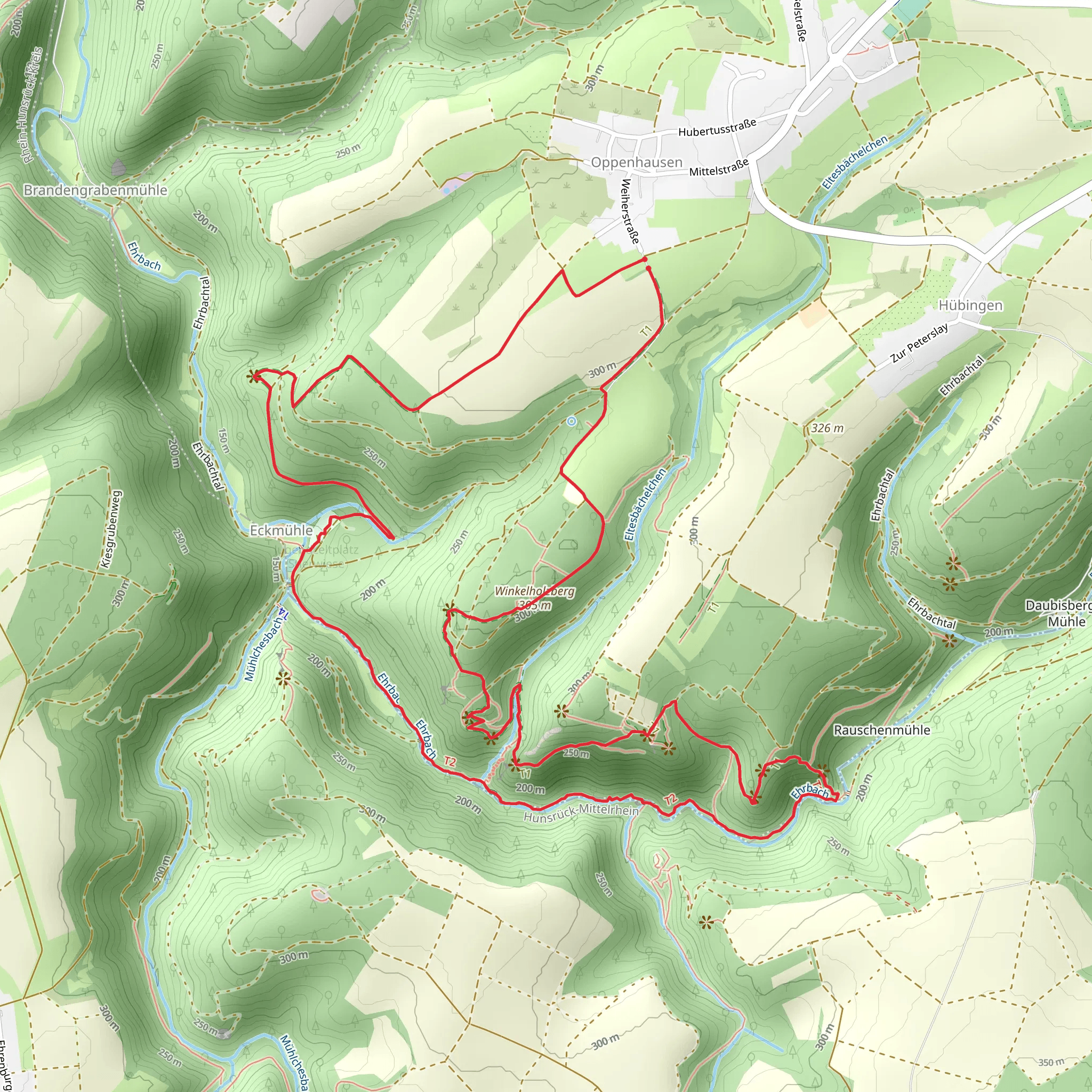Beulslay, Peterslay and Winkelholzberg Loop via Traumschleife Ehrbachklamm mobile static map
