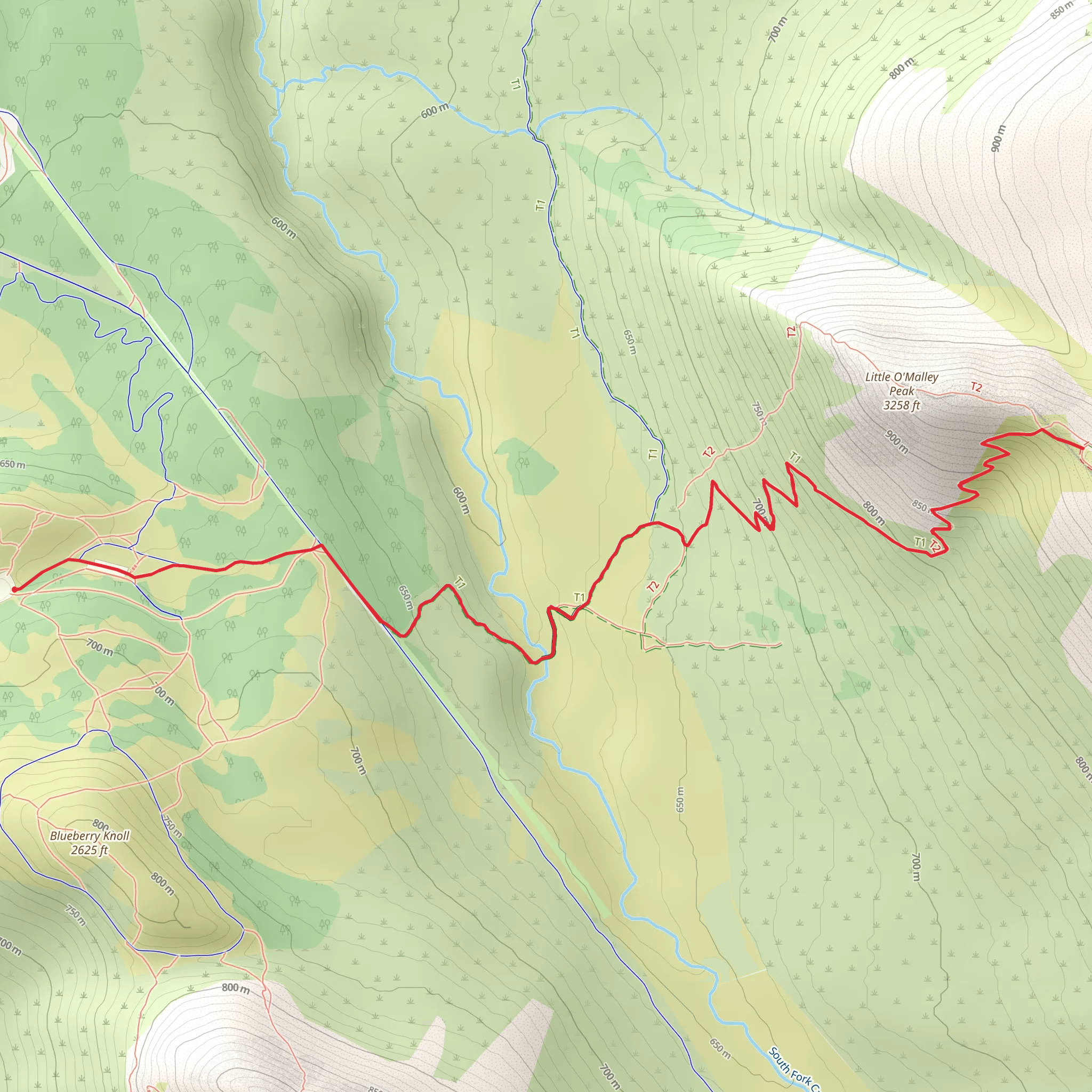 Powerline Pass Trail and Little O'Malley Peak Trail mobile static map