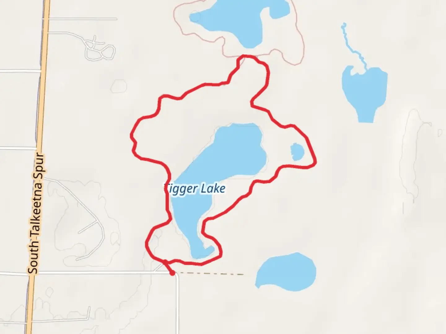 An image depicting the trail Tiger Lake via Otter Loop and its surrounding area.