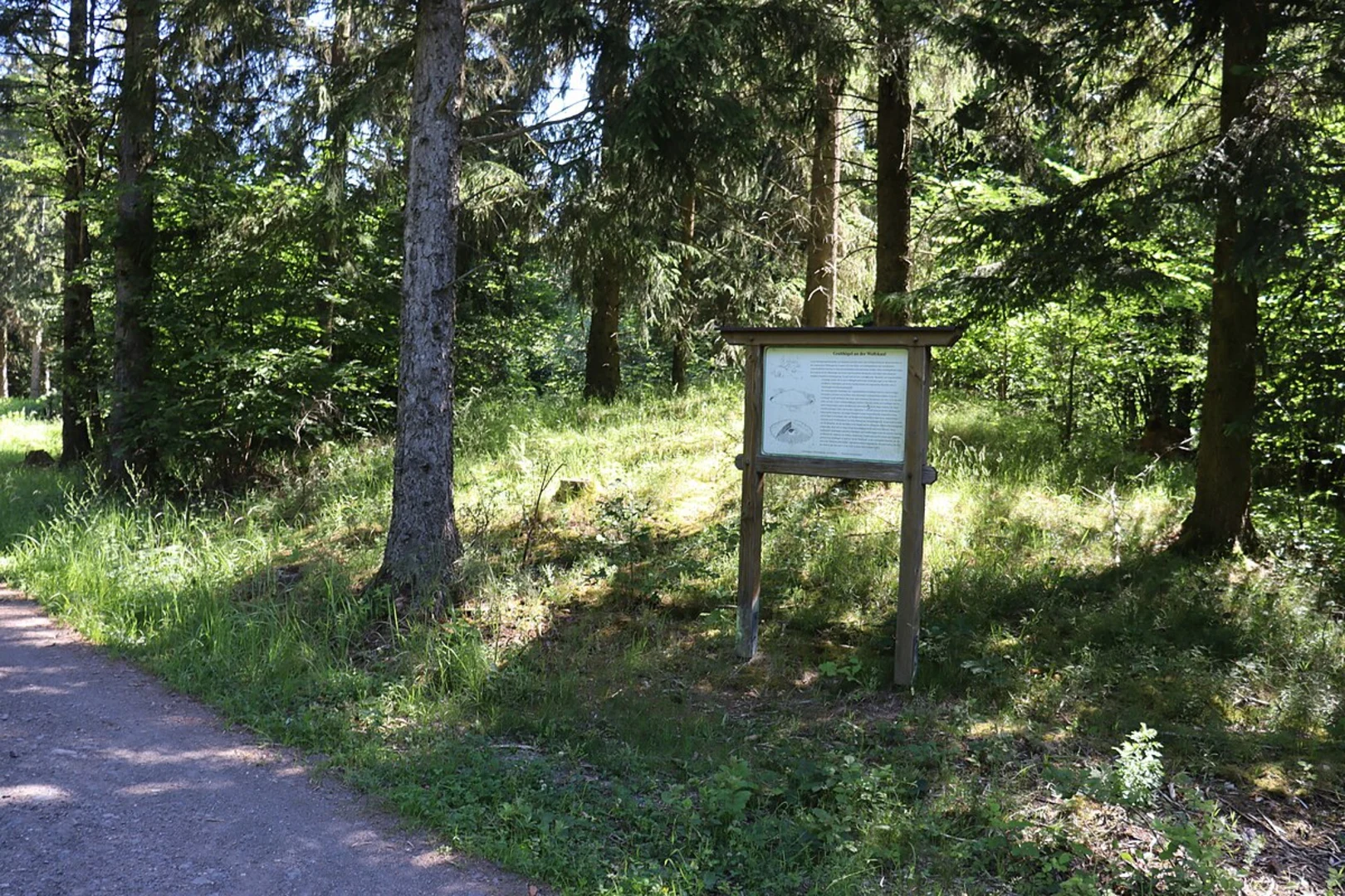 An image depicting the trail Keltenweg and Gusbacher Strandweg and its surrounding area.