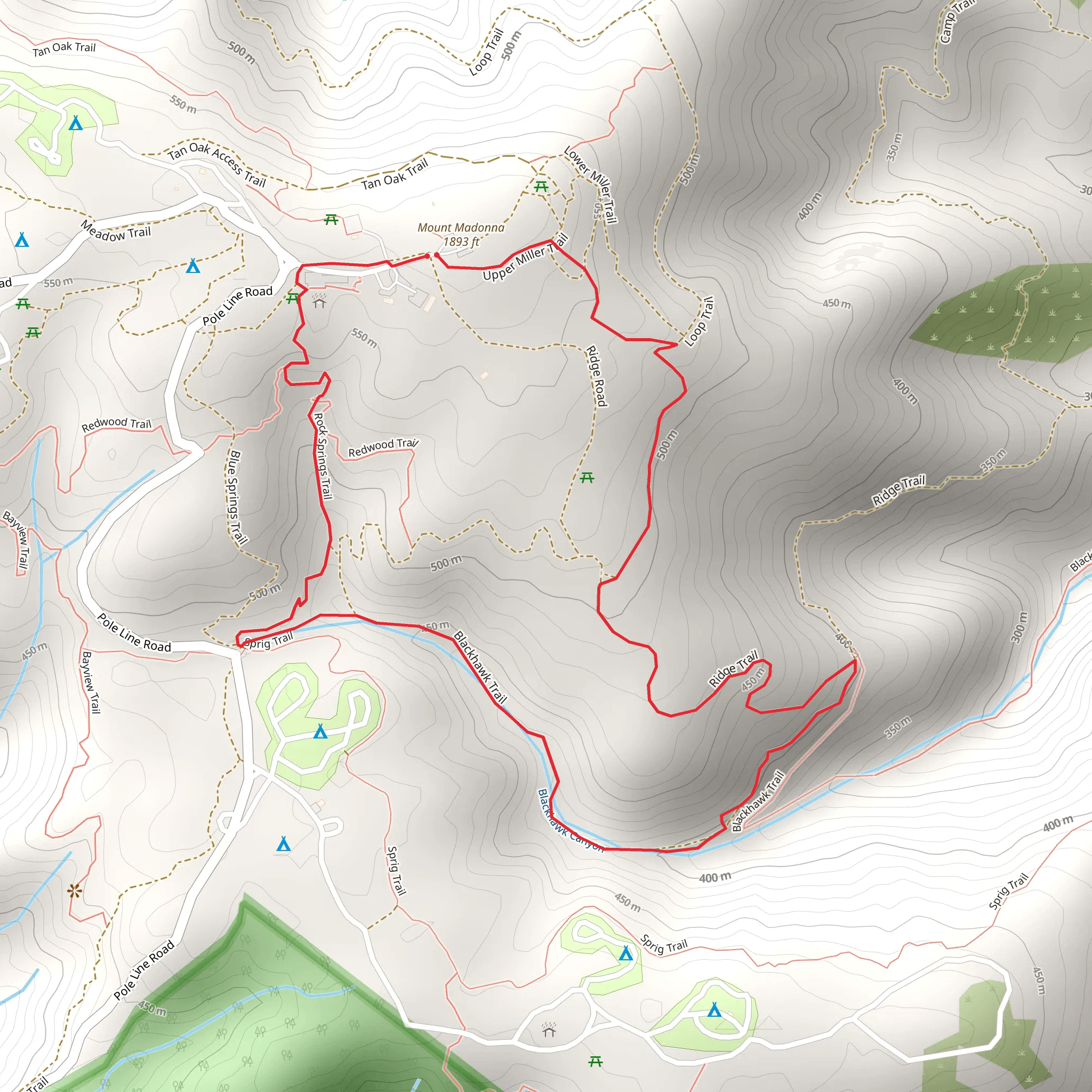 Rock Springs and Upper Miller Trail Loop mobile static map