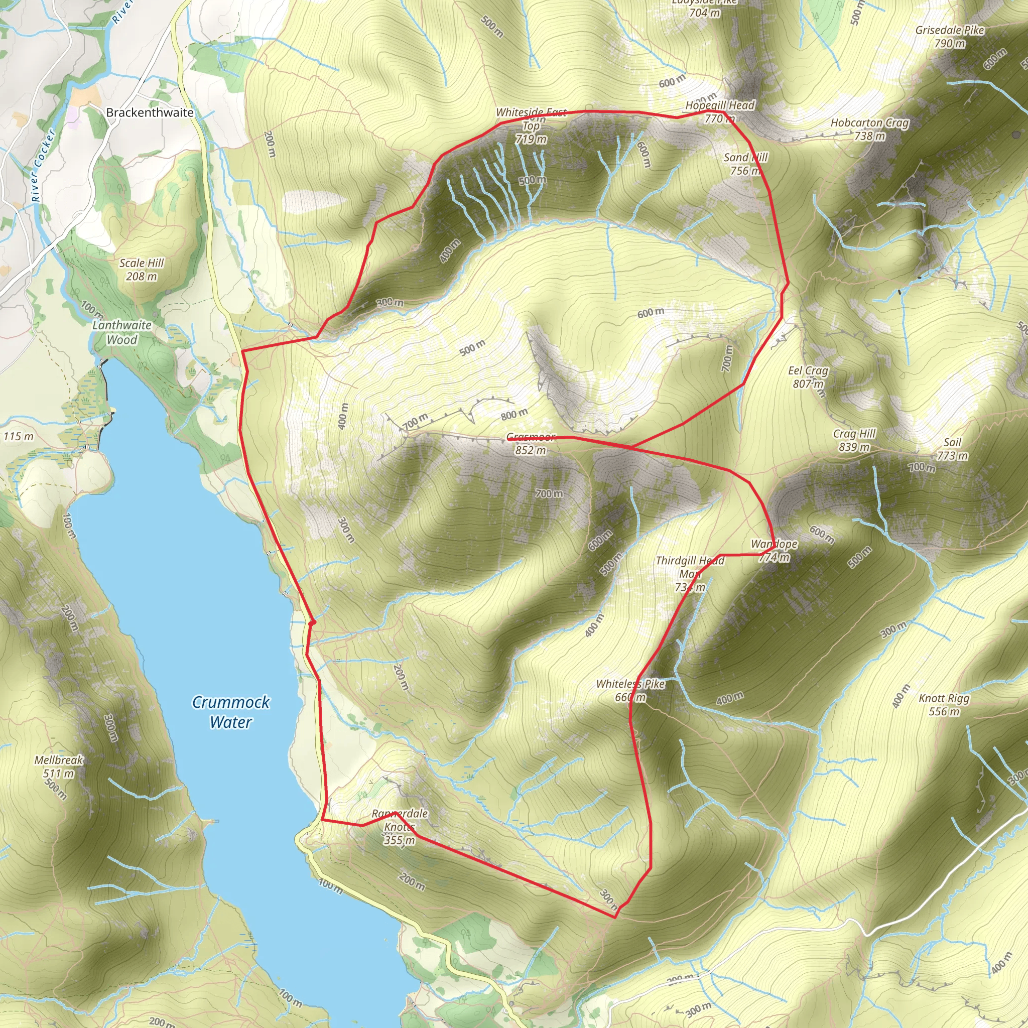 A Whiteside and Grasmoor Round mobile static map